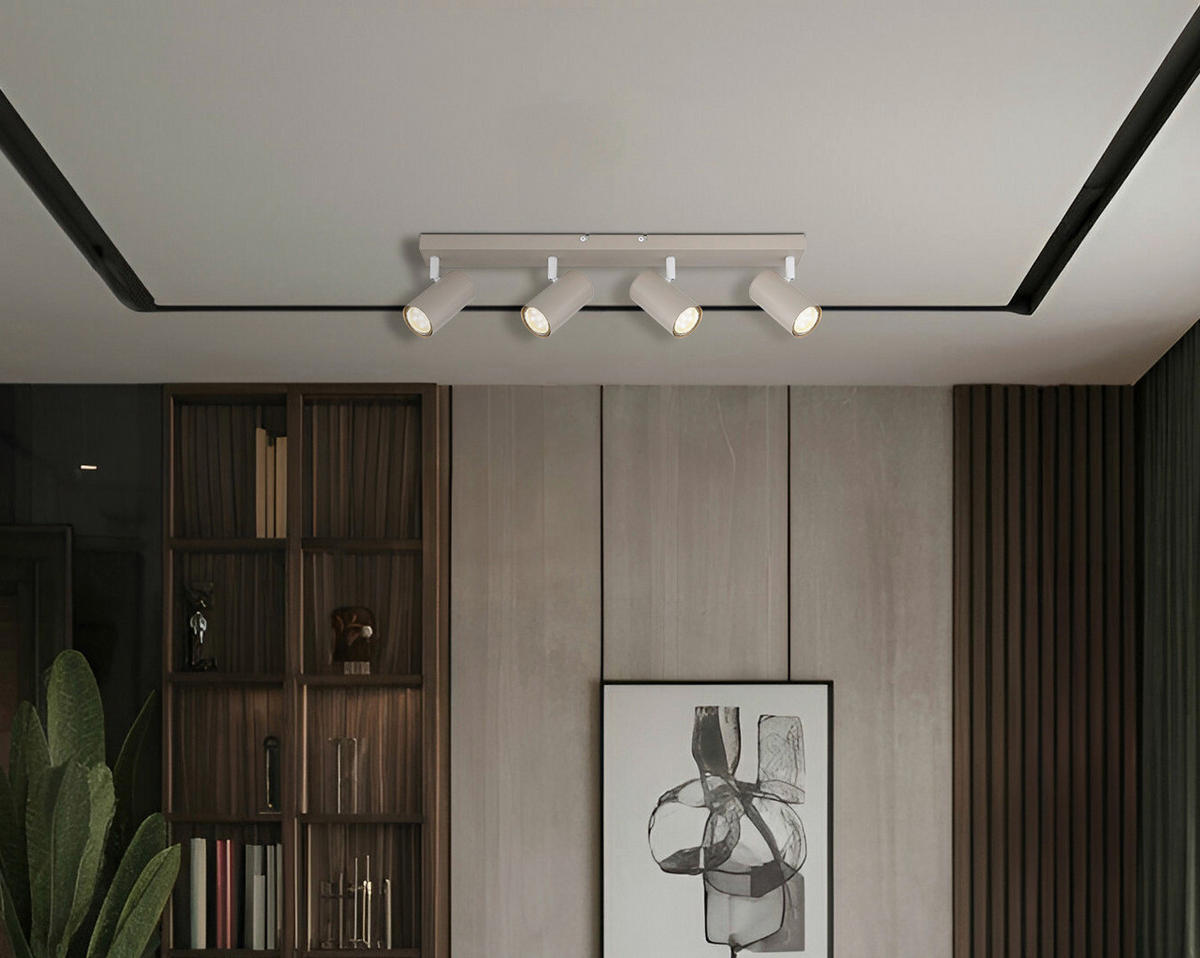 GLOBO Spot sand weiß Metall B/H/L: ca. 56x6x12 cm GU10 4 Brennstellen Spot_Robby_4 - sand/weiß (12,00/56,00/6,00cm) - GLOBO