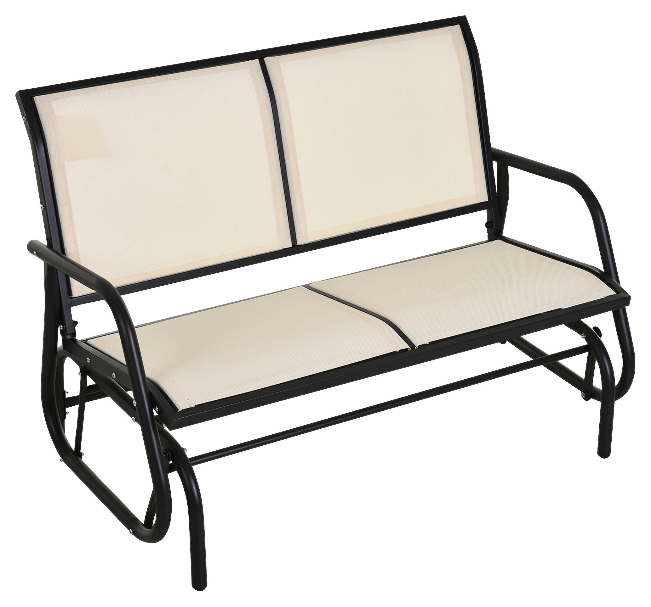Outsunny Sitzbank schwarz Metall B/H/L: ca. 70x85x120 cm Sitzbank - beige/schwarz (120,00/70,00/85,00cm) - Outsunny