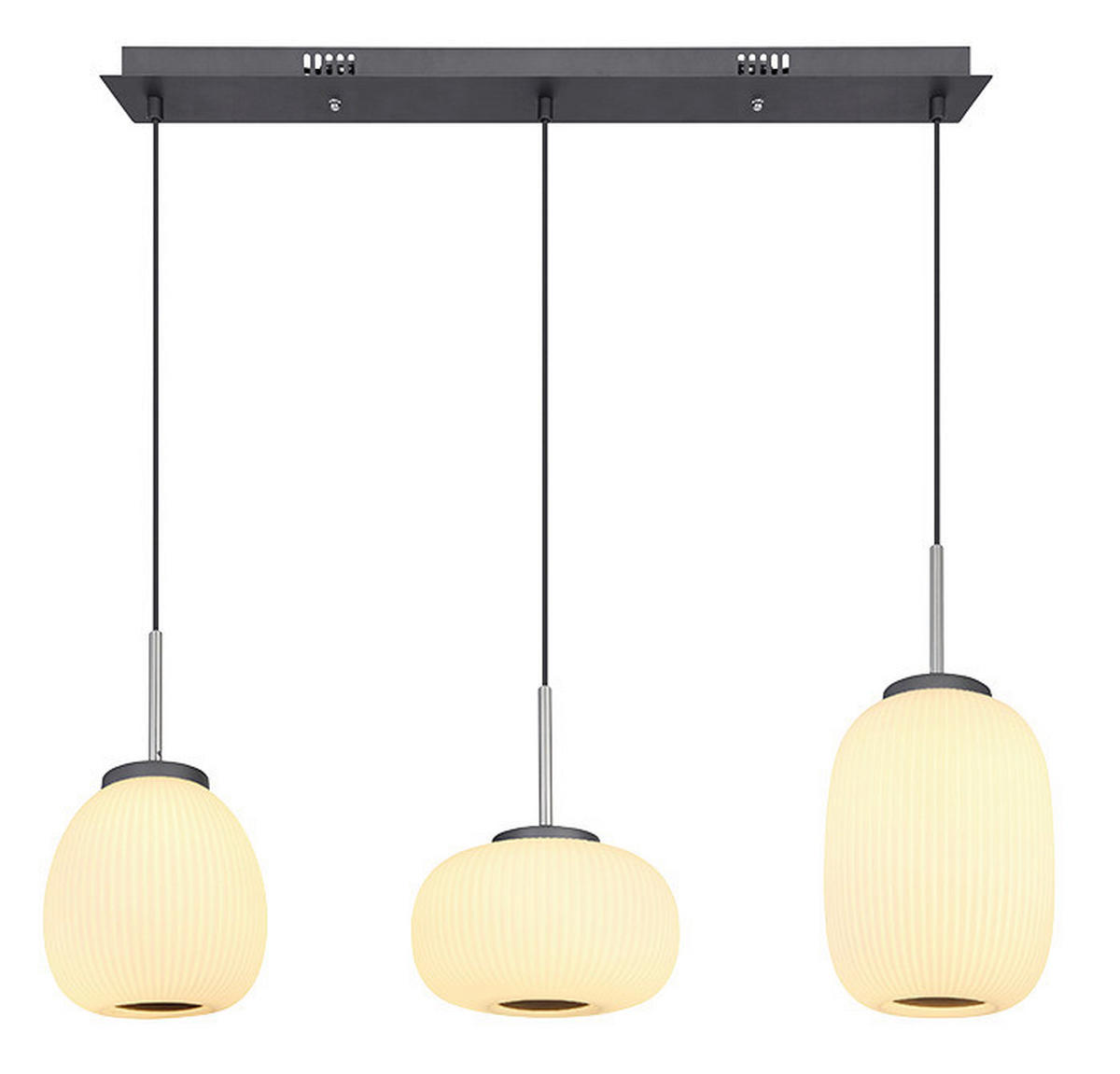 GLOBO Pendelleuchte Boomer 15437H2 Graphit Opal Metall Glas B/H/L: ca. 24x120x93 cm 3.0 Brennstellen Boomer - Graphit/Opal (93,00/24,00/120,00cm) - Globo