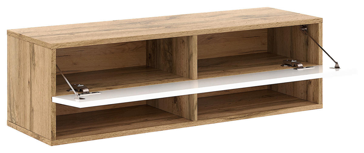 TV-Lowboard TV LOWBOARD DERBY 100 Eiche Wotan Nachbildung weiß glänzend B/H/T: ca. 100x32,5x31,5 cm TV LOWBOARD DERBY 100 - Eiche/weiß (100,00/32,50/31,50cm) - WIPMEB