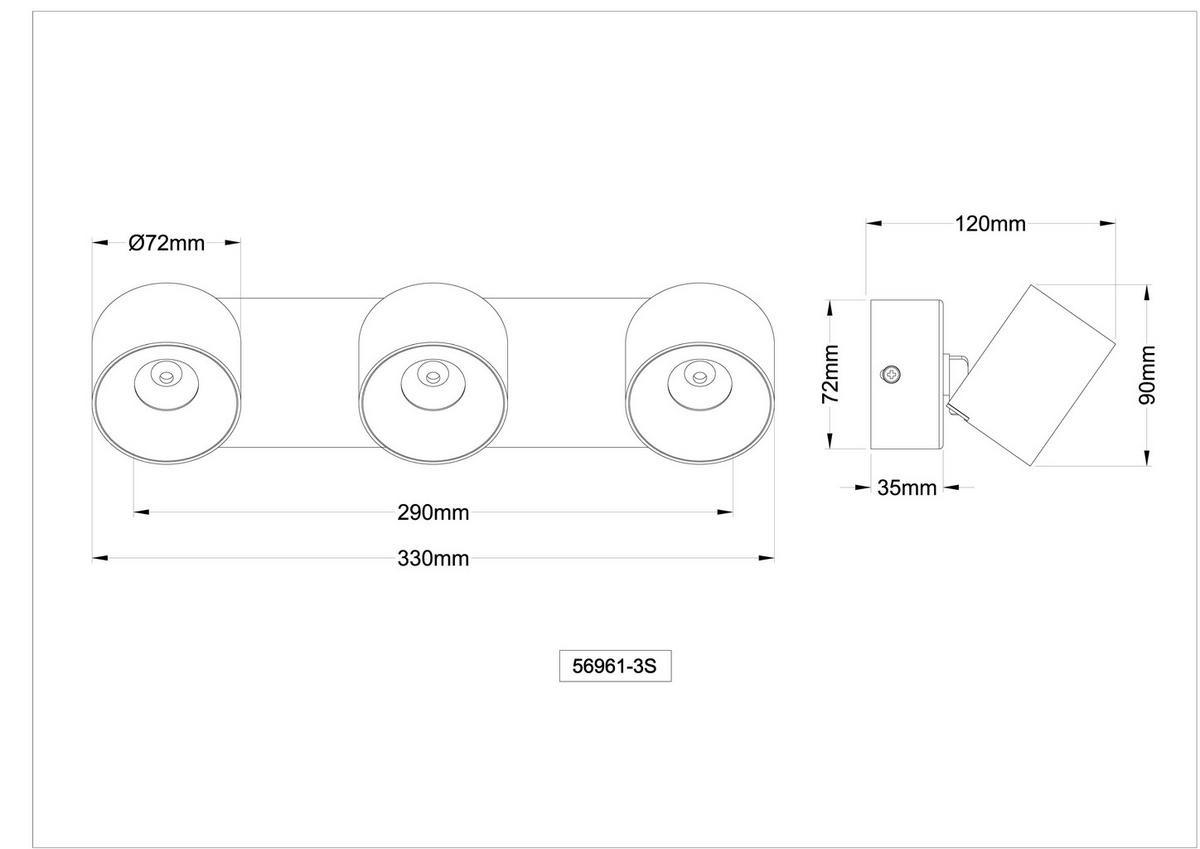 GLOBO LED-Strahler sand Metall Aluminium Kunststoff B/H/L: ca. 8,5x30x10,5 cm 3 Brennstellen LED-Strahler-Rae - sand (10,50/8,50/30,00cm) - GLOBO