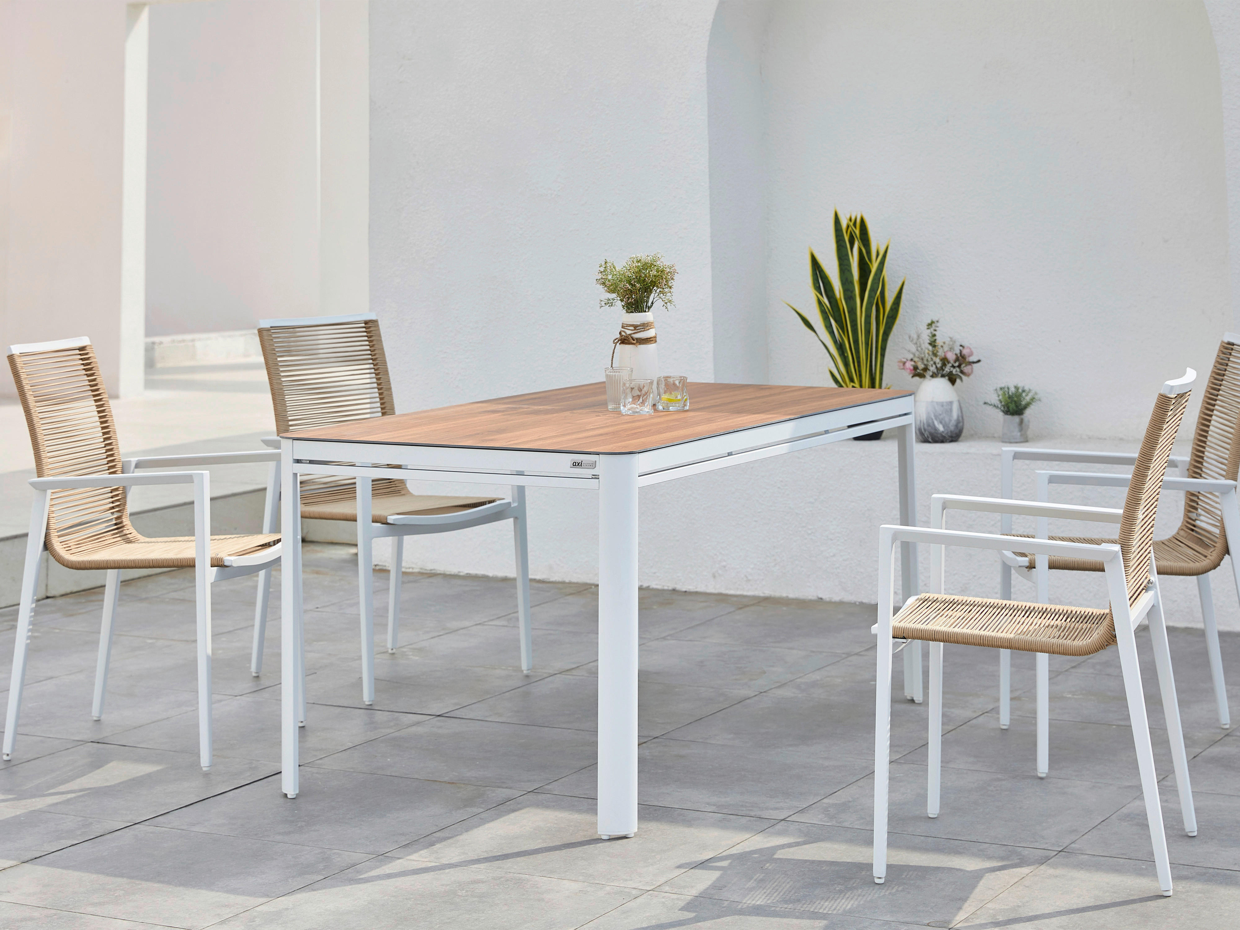 AXI Outdoor Living Gartensitzgruppe Zora braun Kunststoff B/H/L: ca. 160x92x90 cm Zora - braun/weiß (90,00/160,00/92,00cm) - AXI Outdoor Living