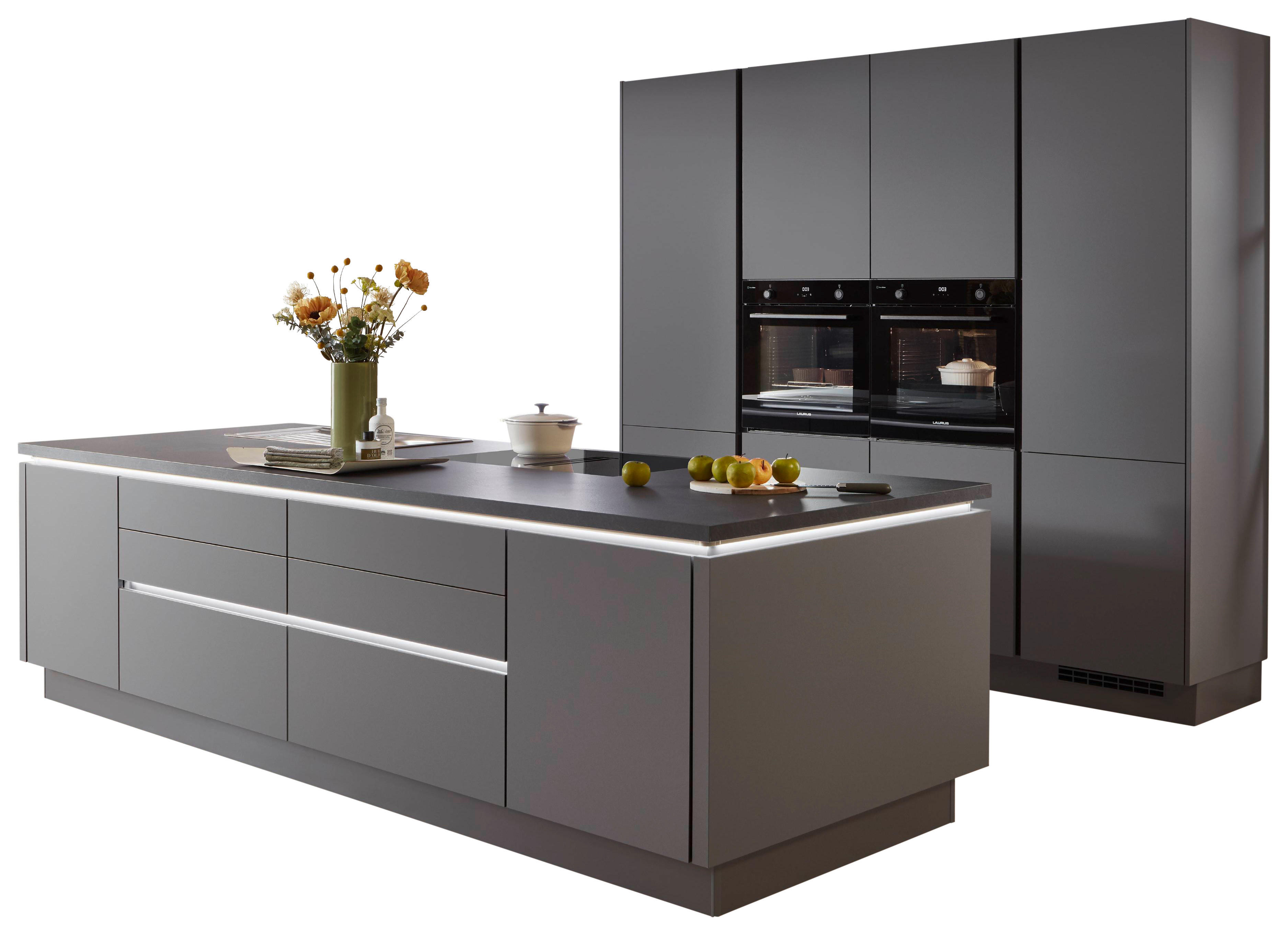 nobilia Doppelblock Senso Schiefergrau Lack Premium Matt B/H/T/L: ca. 310x216x60x248,2 cm Senso - Schiefergrau (248,20/310,00/216,00cm) - nobilia