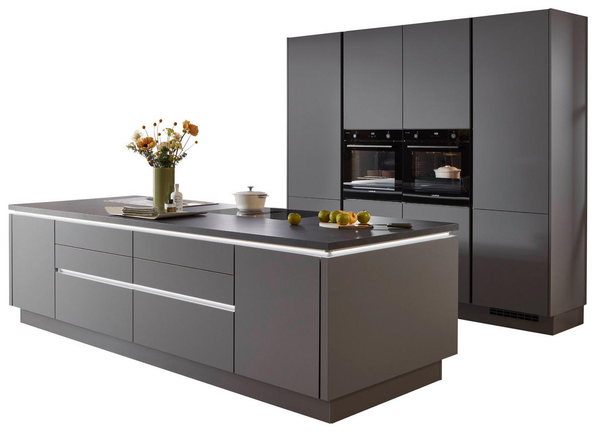 nobilia Doppelblock Senso Schiefergrau Lack Premium Matt B/H/T/L: ca. 310x216x60x248,2 cm Senso - Schiefergrau (248,20/310,00/216,00cm) - nobilia