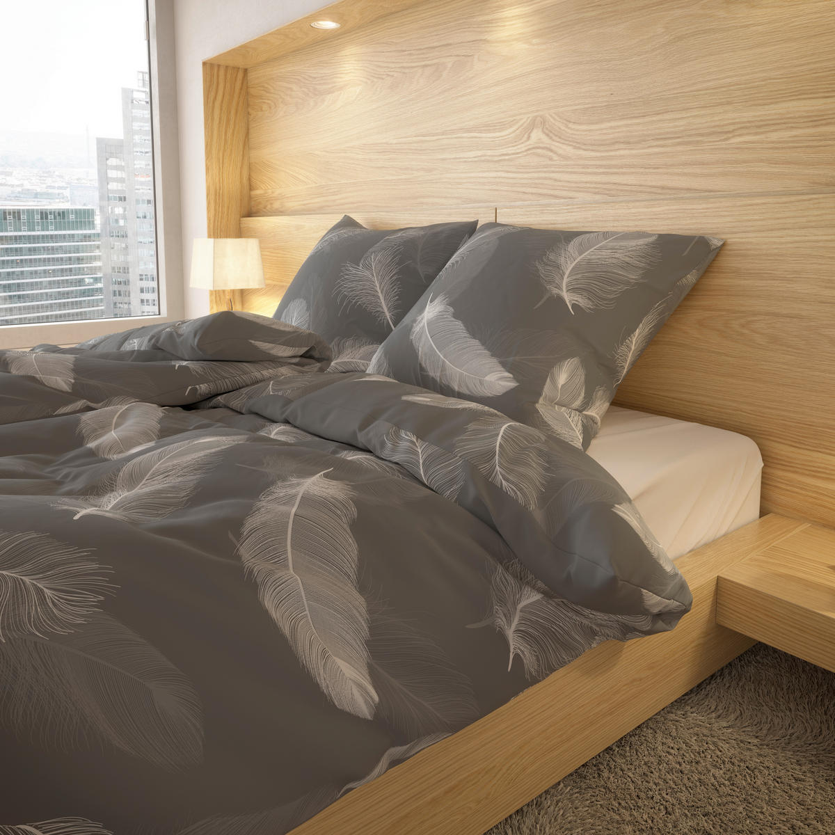 Baumwoll Bettwäsche Renforce Bettwäsche_Renforce Downy 135x200 - weiß/grau (135,00/200,00cm) - beau rêve