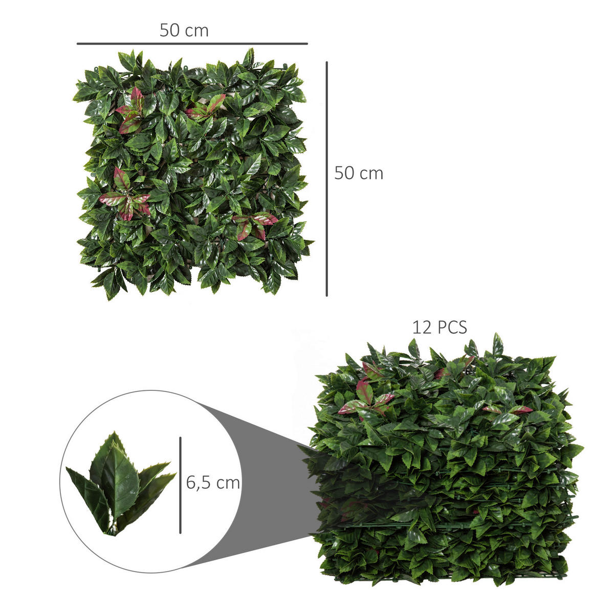 Outsunny Künstliche Hecke grün Kunststoff B/T/L: ca. 50x7x50 cm Künstliche_Hecke - grün (50,00/50,00cm) - Outsunny
