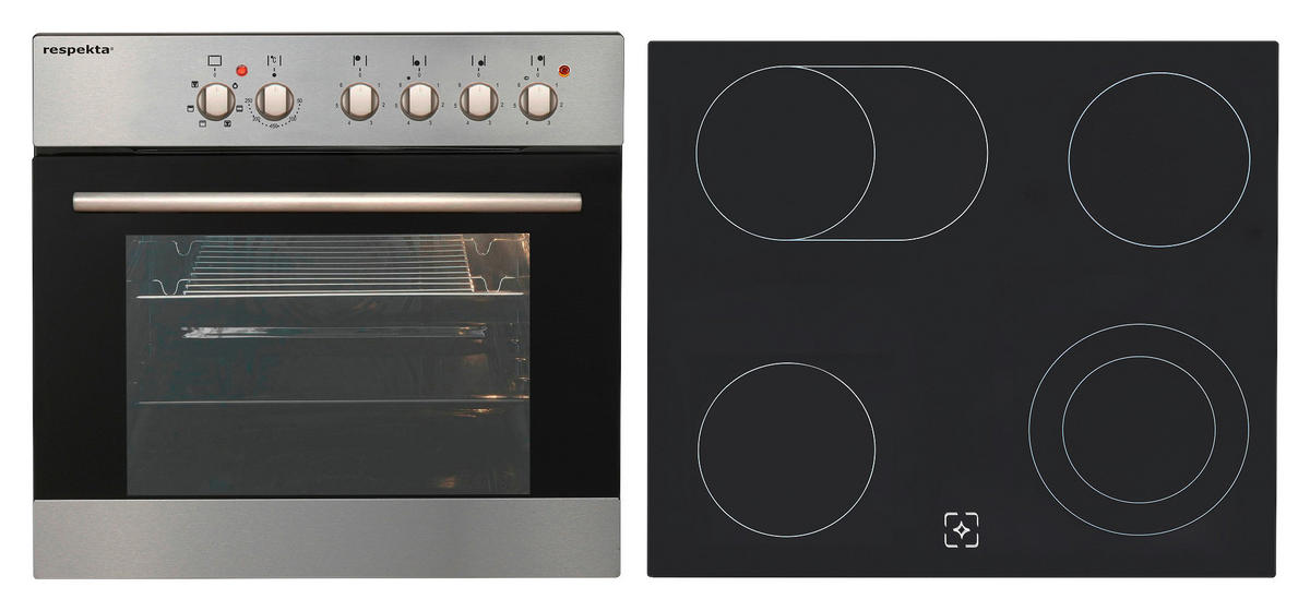 Respekta Küchenblock Premium schwarz hochglänzend B/H/T: ca. 280x200x60 cm Premium - Eiche/schwarz (280,00/200,00/60,00cm) - Respekta