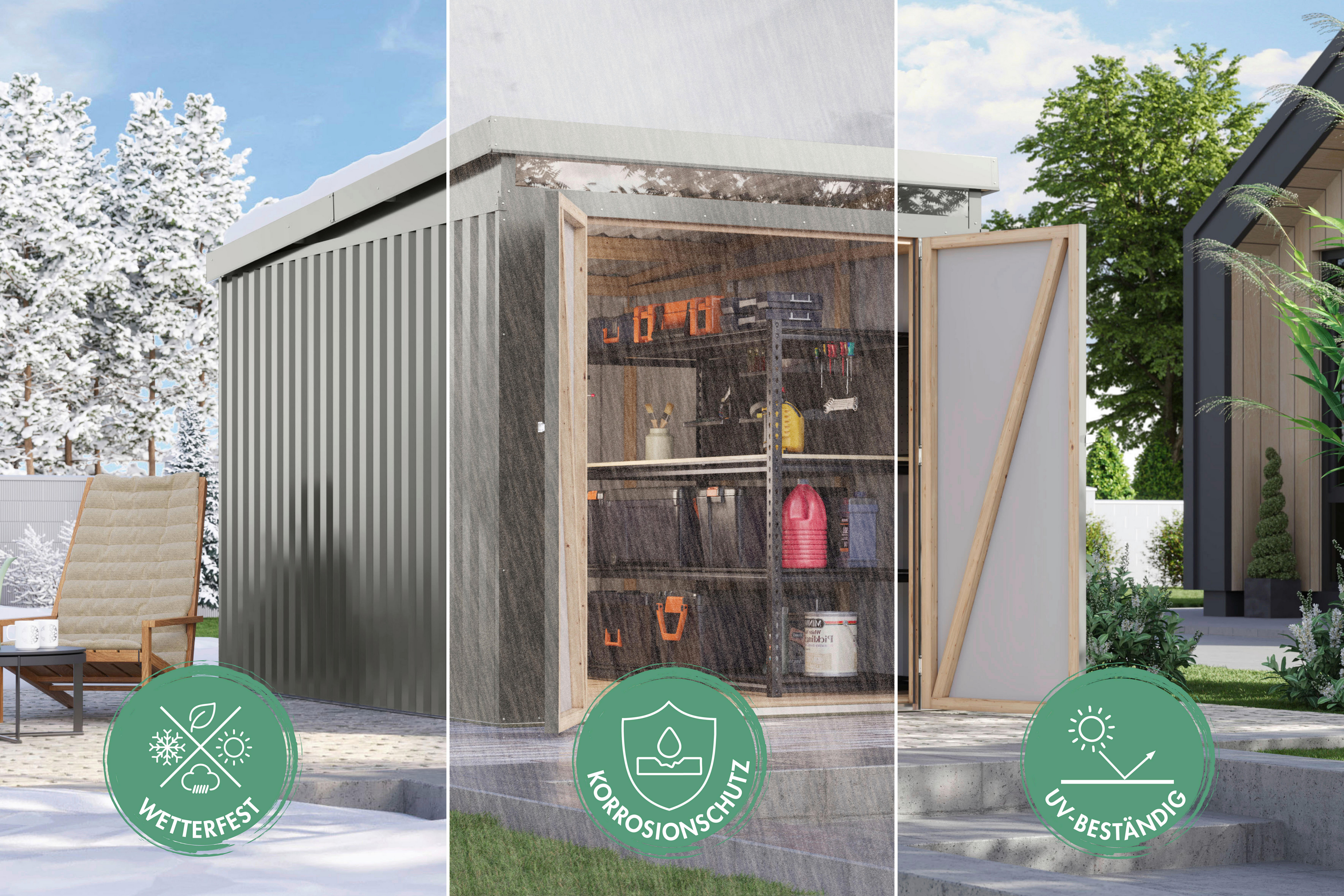 Thumbnail - Karibu Gartenhaus Indra 2 anthrazit B/H/T: ca. 206x213x206 cm