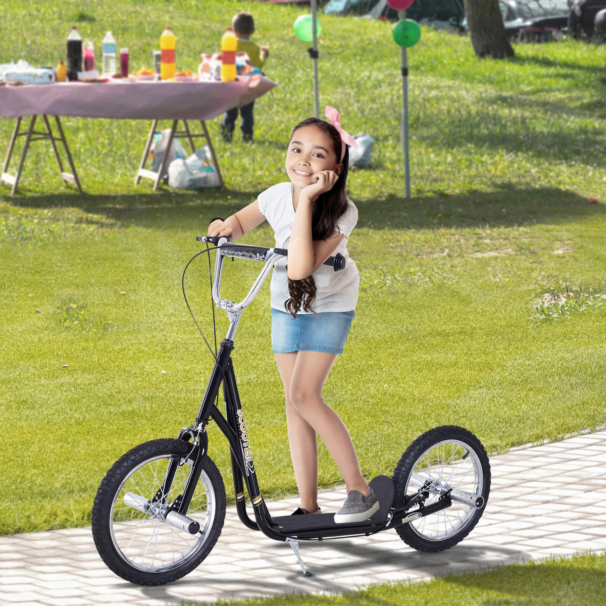 HOMCOM Kinderroller schwarz Kinderroller - schwarz (143,00/58,00/100,00cm) - HOMCOM