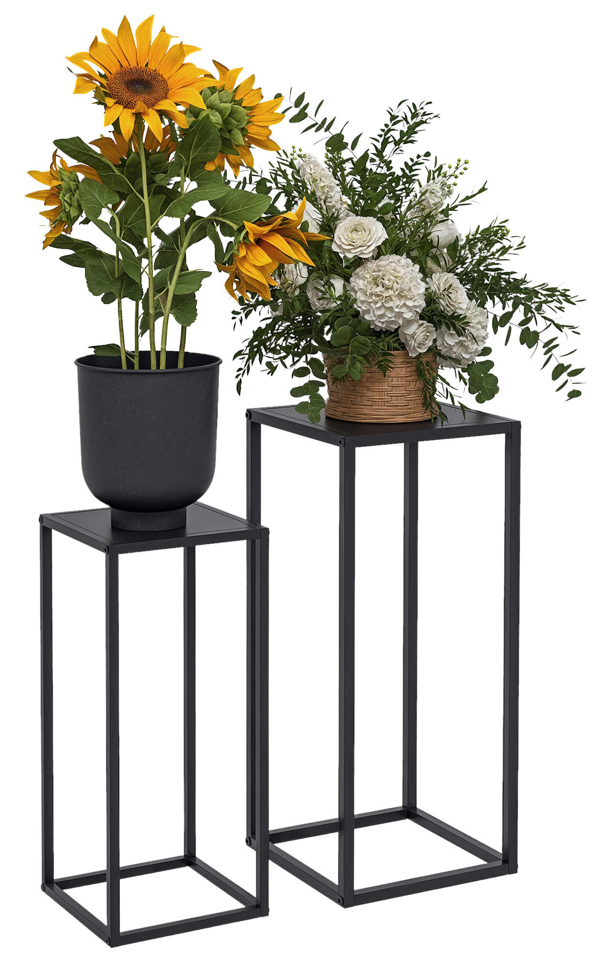 Outsunny Blumenständer schwarz Stahl B/H/L: ca. 31x65x31 cm Blumenständer - schwarz (31,00/31,00/65,00cm) - Outsunny