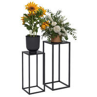 Outsunny Blumenständer schwarz Stahl B/H/L: ca. 31x65x31 cm Blumenständer - schwarz (31,00/31,00/65,00cm) - Outsunny