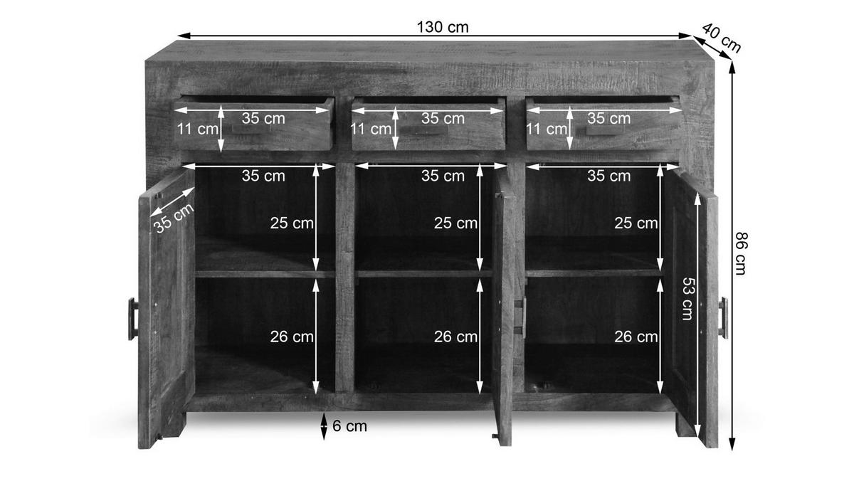 Kommode Genua Akazie dunkel B/H/T: ca. 130x86x40 cm Genua - Akazie (130,00/86,00/40,00cm)