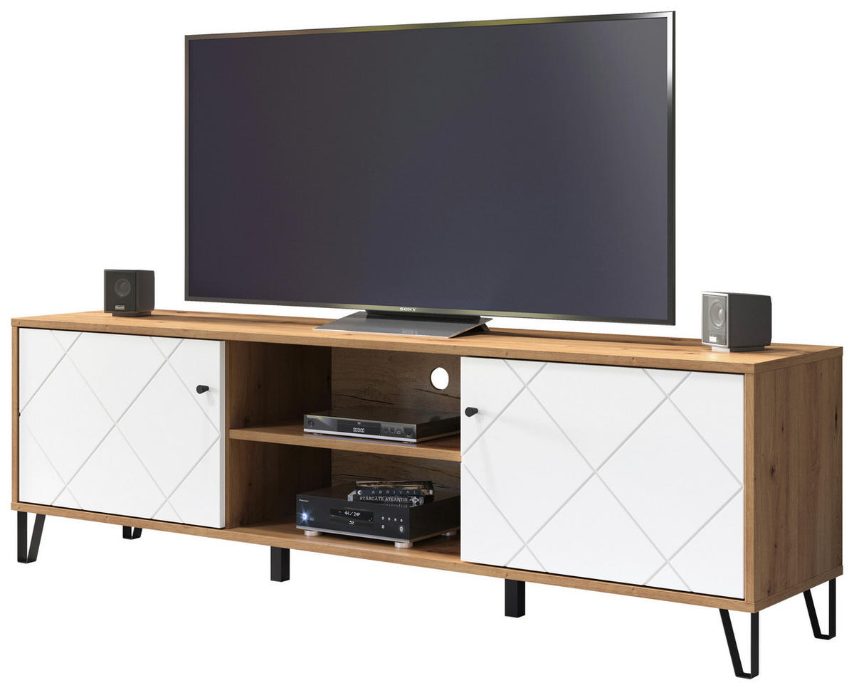 TV-Lowboard Touch Eiche Artisan Nachbildung weiß matt B/H/T: ca. 183x55x40 cm Touch - Eiche/weiß (183,00/55,00/40,00cm)