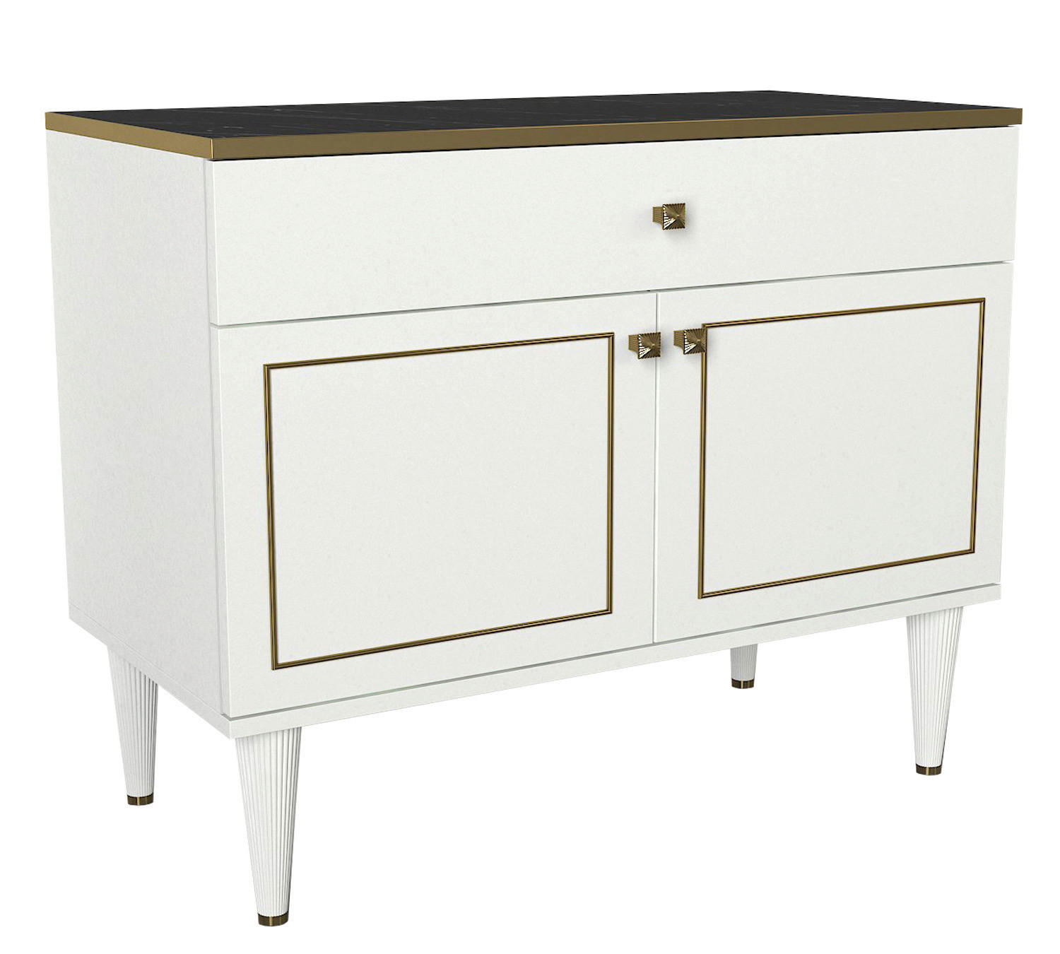 Kommode Ravenna weiß Marmoroptik B/H/T: ca. 90x76x44,8 cm Ravenna - weiß/Marmoroptik (90,00/76,00/44,80cm) - moebel17