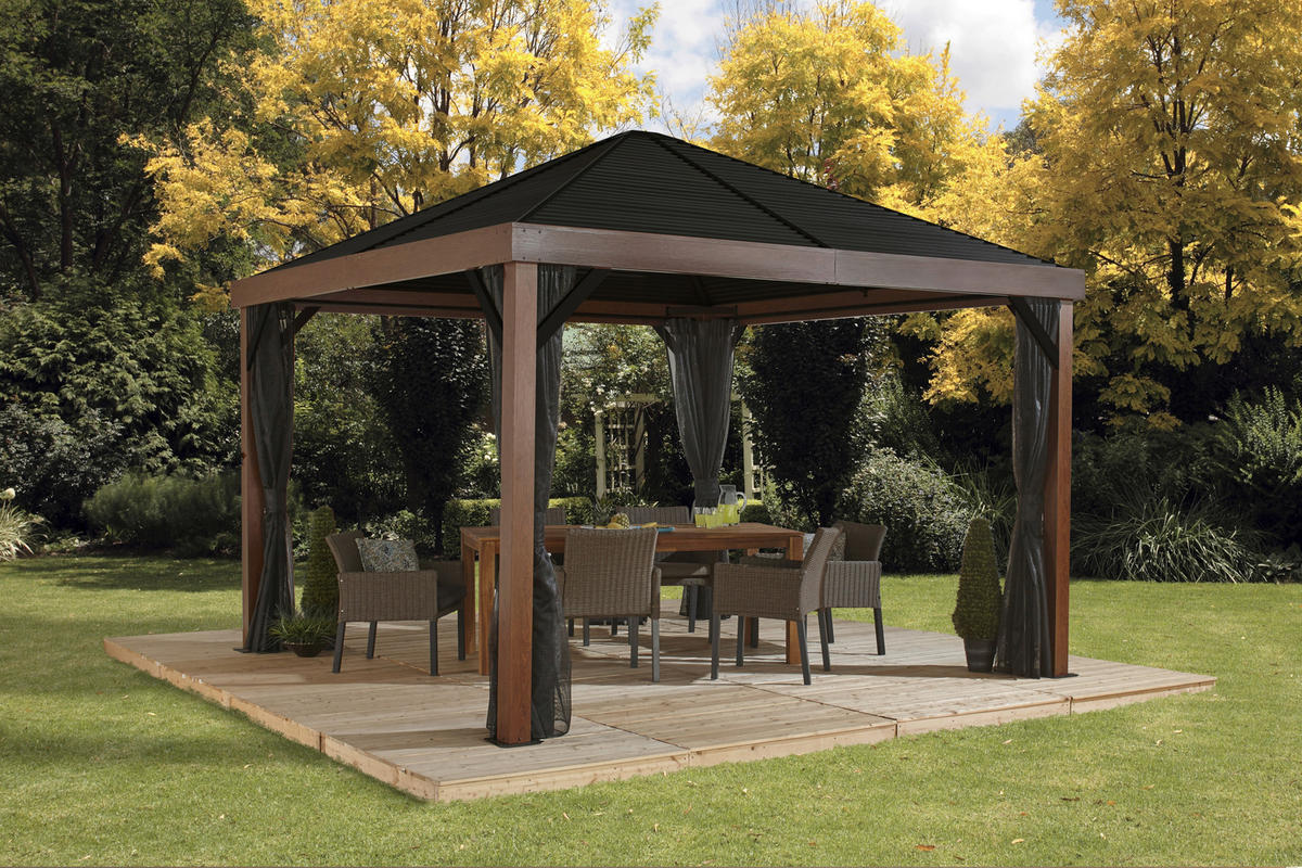 Sojag Pavillon Valencia braun Aluminium B/H/T: ca. 363x310x363 cm Valencia - braun/schwarz (363,00/310,00/363,00cm) - Sojag