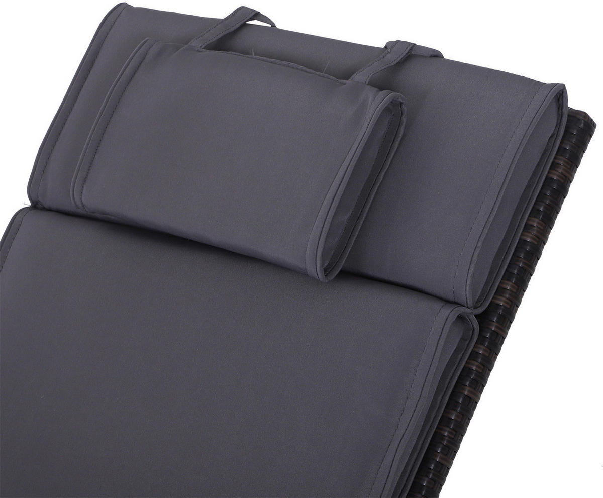 Outsunny Liegenauflage grau Polyester-Mischgewebe B/H/L: ca. 53x5x198 cm Liegenauflage_mit_Kopfkissen - grau (198,00/53,00/5,00cm) - Outsunny