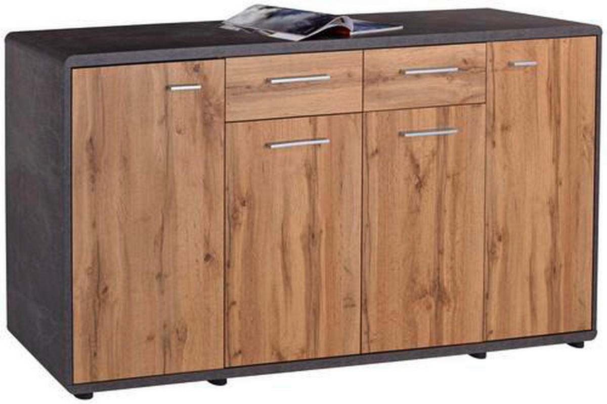 Kommode Fontana Beton Optik Eiche Wotan Nachbildung B/H/T: ca. 175x87x40 cm Fontana - Eiche (175,00/87,00/40,00cm)