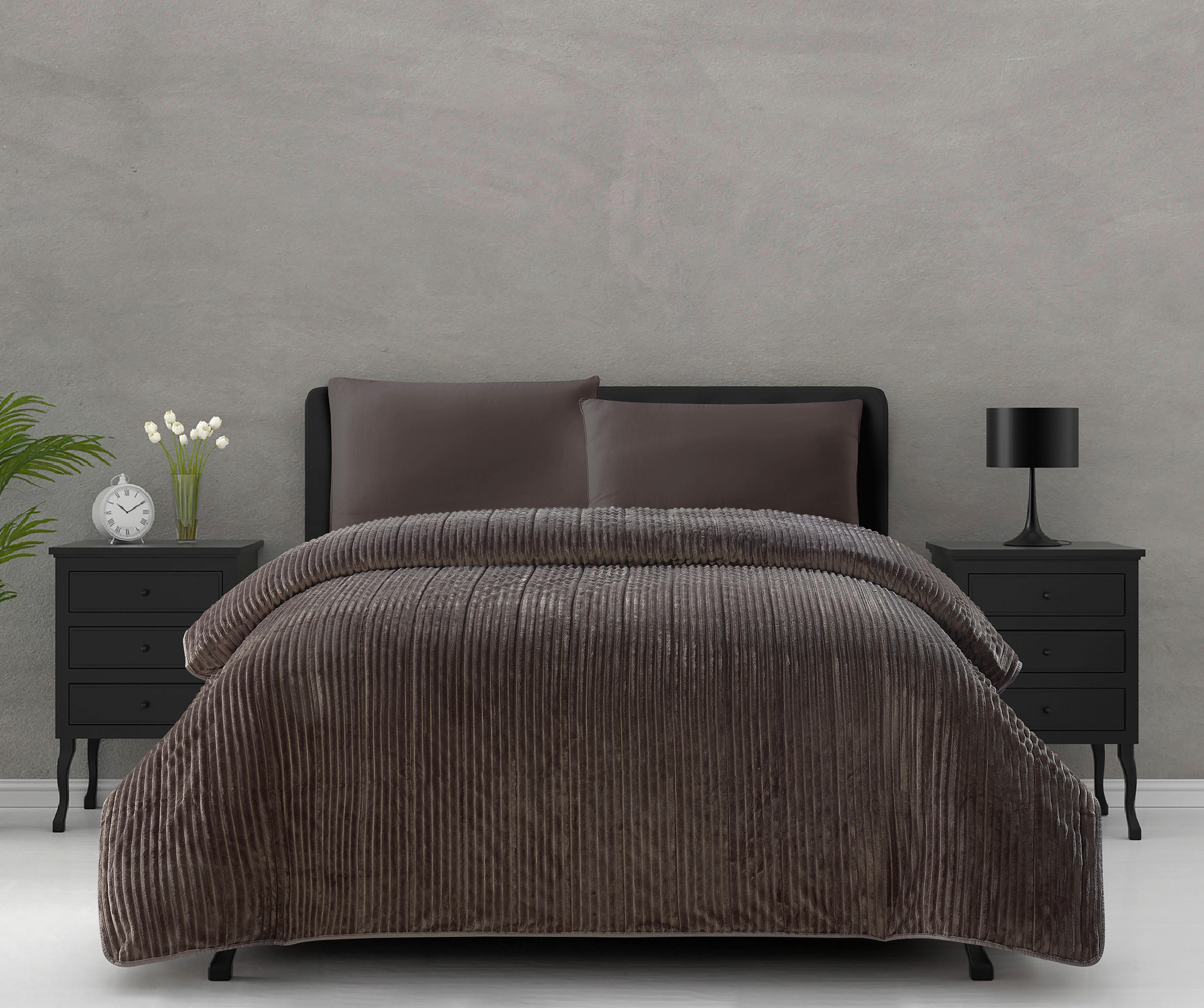 Tagesdecke Tagesdecke_Flanellcord granit - granit (200,00/220,00cm)