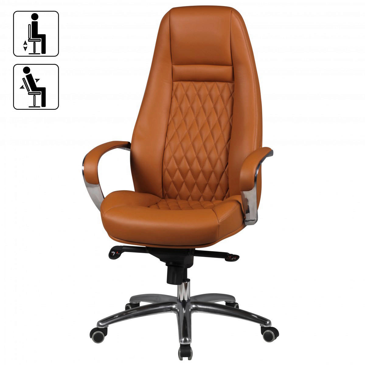 Drehstuhl braun Leder Bürostuhl AUSTIN - braun (68,00/130,00/70,00cm) - Amstyle