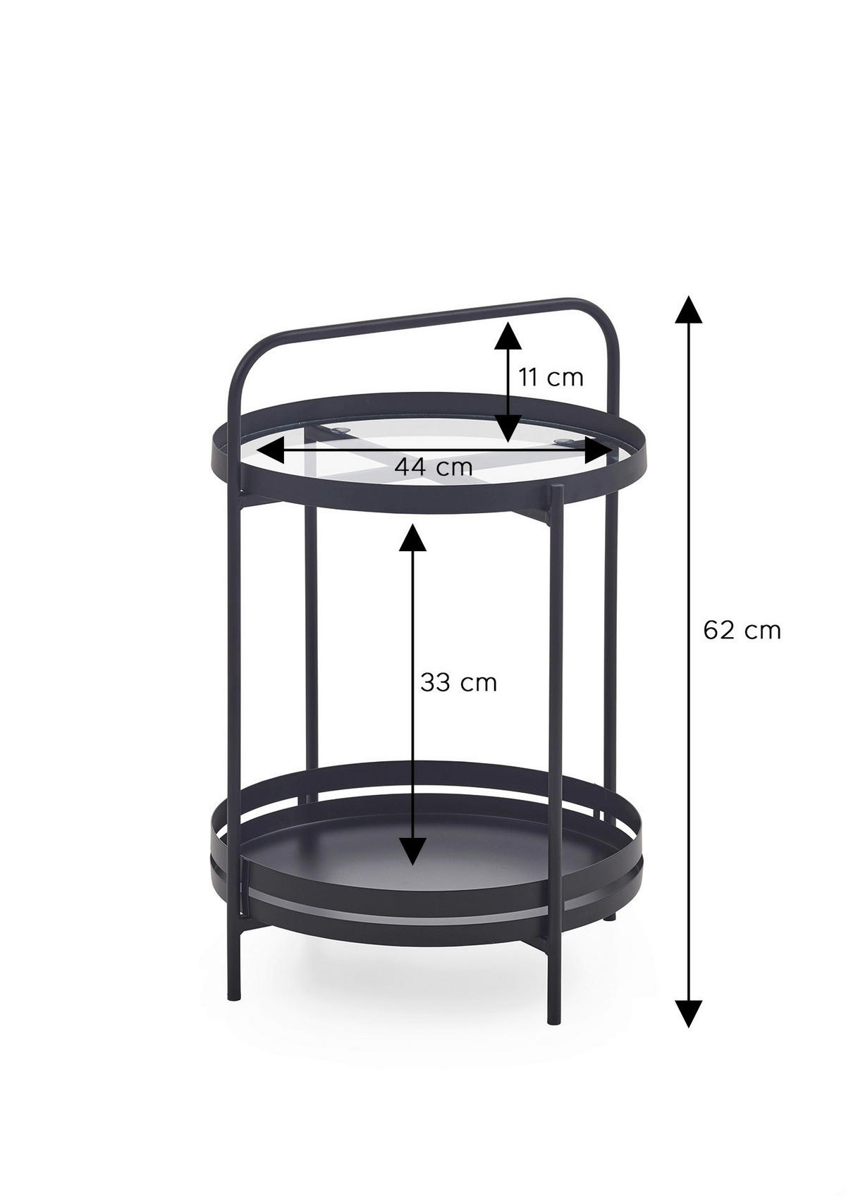 Couchtisch schwarz B/H/T: ca. 44x62x44 cm KLEINMÖBEL Couchtisch - schwarz (44,00/62,00/44,00cm) - xonox.home