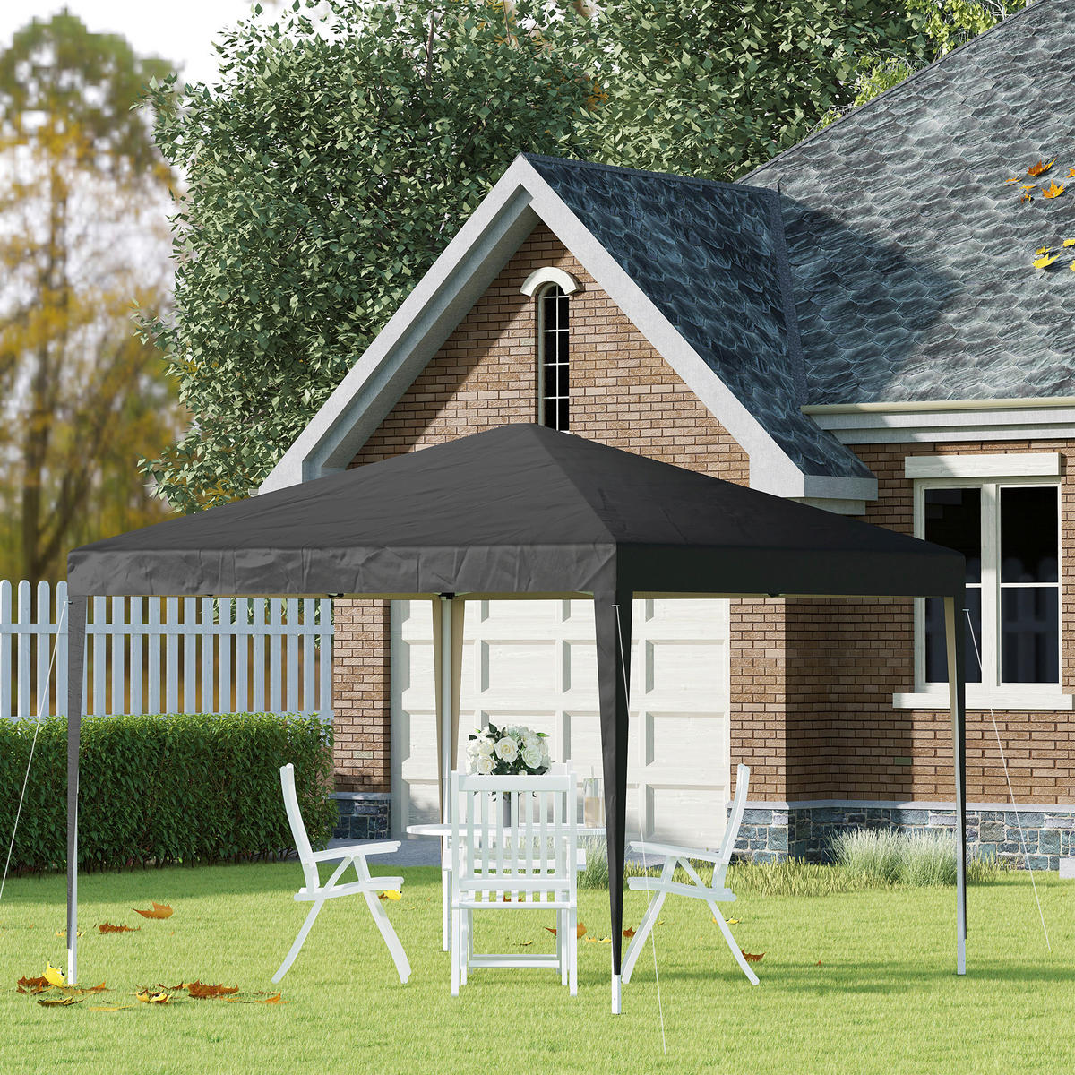 Outsunny Pavillon schwarz Stahl B/H/L: ca. 295x255x295 cm Pavillon - schwarz (295,00/295,00/255,00cm) - Outsunny