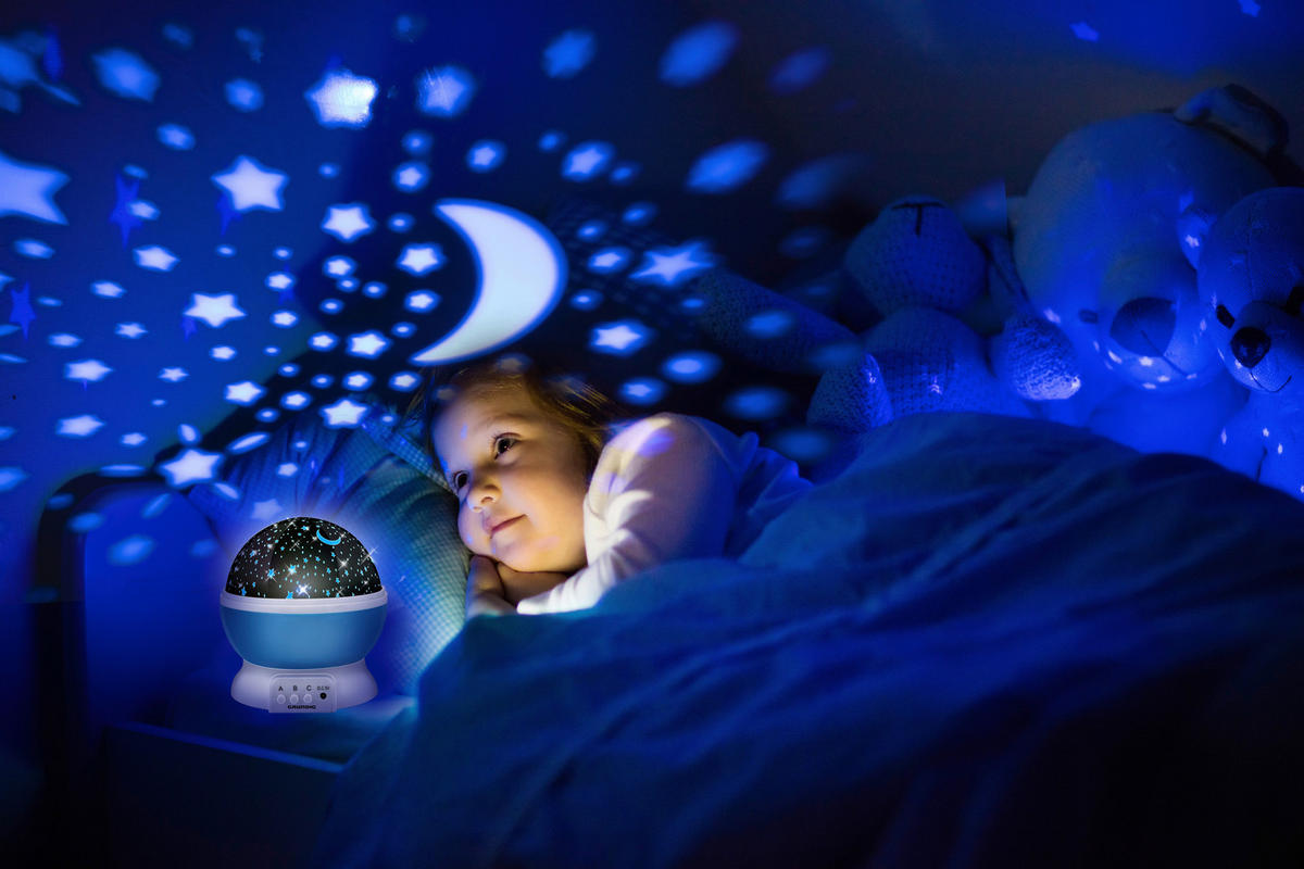 Sternenprojektor blau pink Kunststoff B/H/D: ca. 12x12x13,5 cm Nachtlicht_Grundig - blau/pink (13,50/12,00cm)