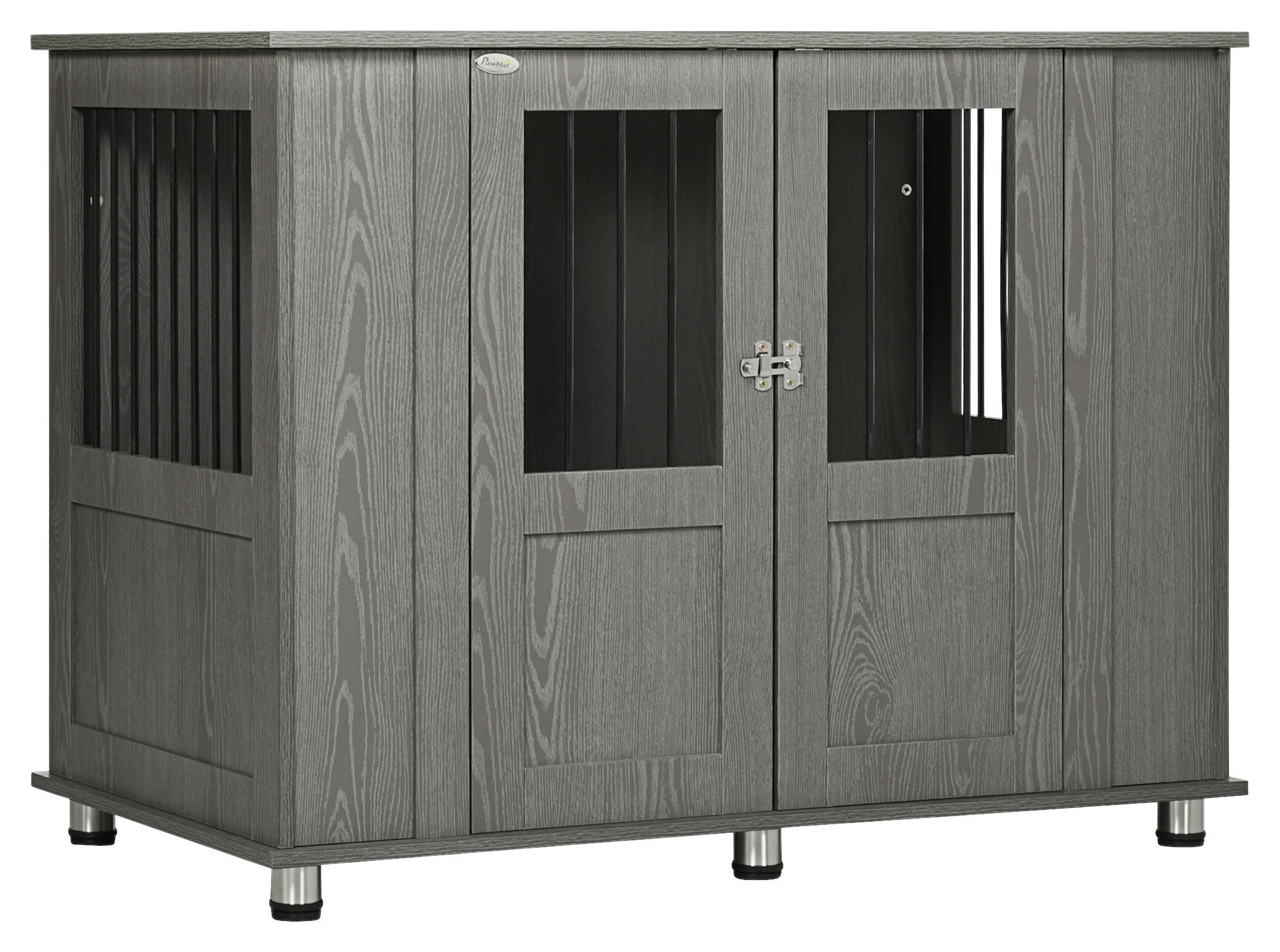 PawHut Hunde-Zubehör grau Spanplatte B/H/L: ca. 60x116x87 cm Hundekäfig - grau (87,00/60,00/116,00cm) - PawHut