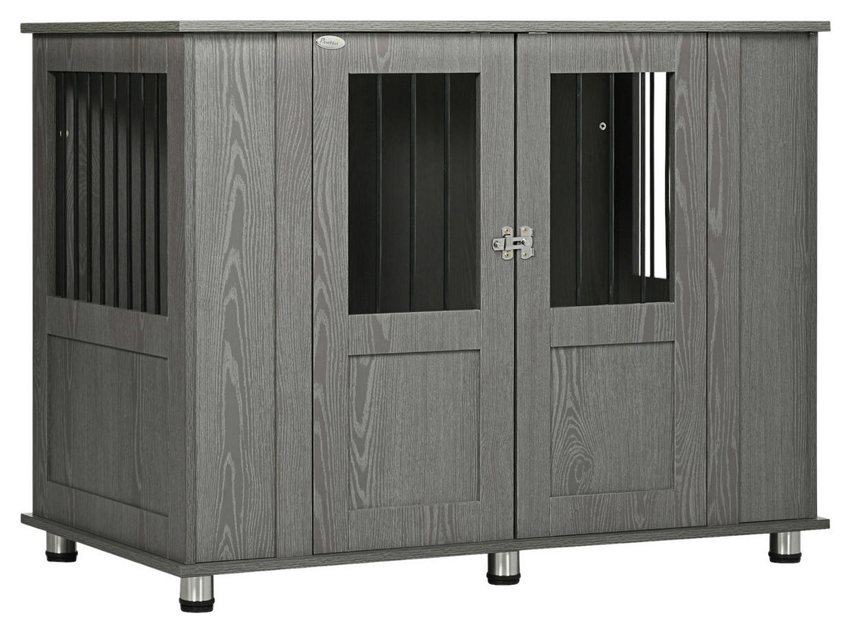 PawHut Hunde-Zubehör grau Spanplatte B/H/L: ca. 60x116x87 cm Hundekäfig - grau (87,00/60,00/116,00cm) - PawHut