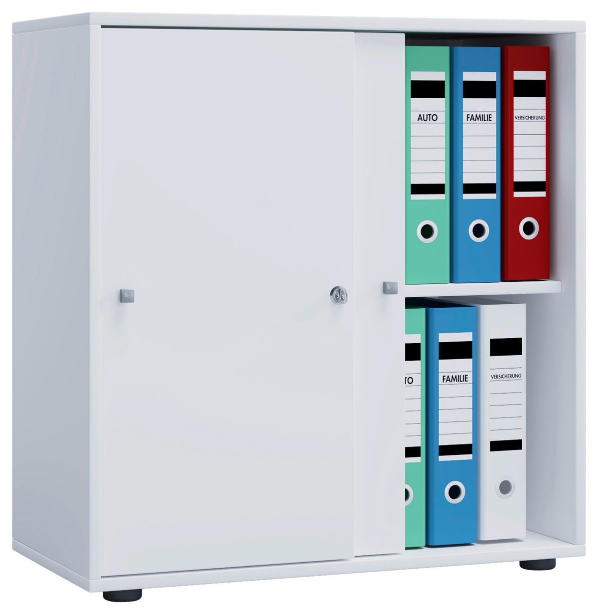 Büroschrank Lona L mit Schiebetüren weiß B/H/T: ca. 70x74x37 cm Lona L mit Schiebetüren - weiß (70,00/74,00/37,00cm) - VCM Möbel