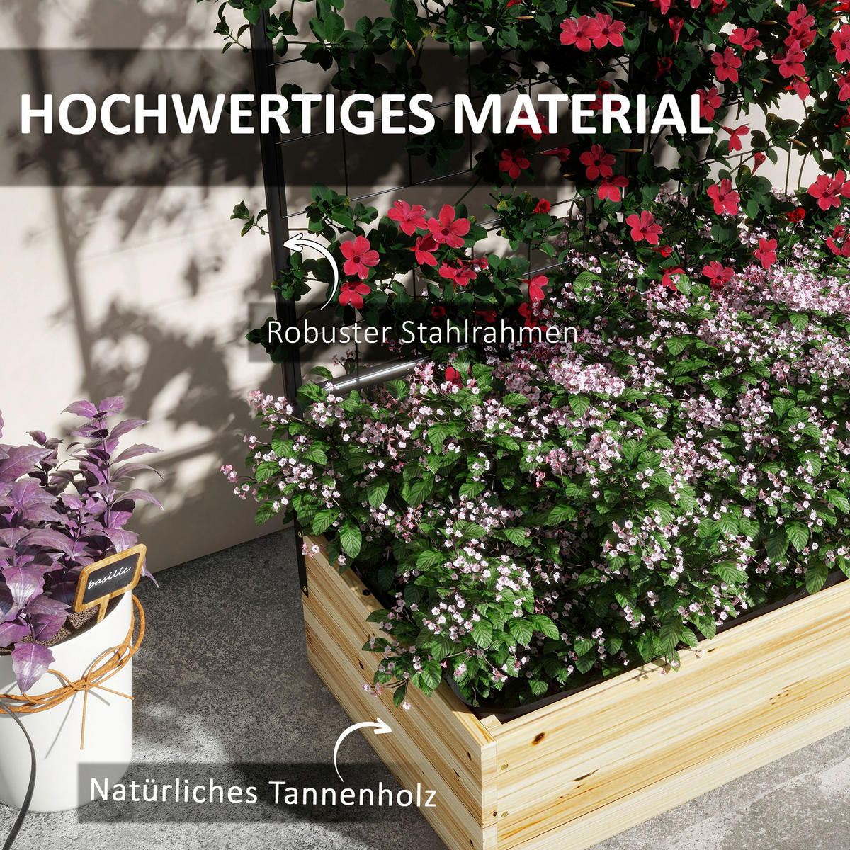 Outsunny Gartenbeet natur Polypropylen B/H/L: ca. 38x80x145 cm Gartenbeet - natur (145,00/38,00/80,00cm) - Outsunny