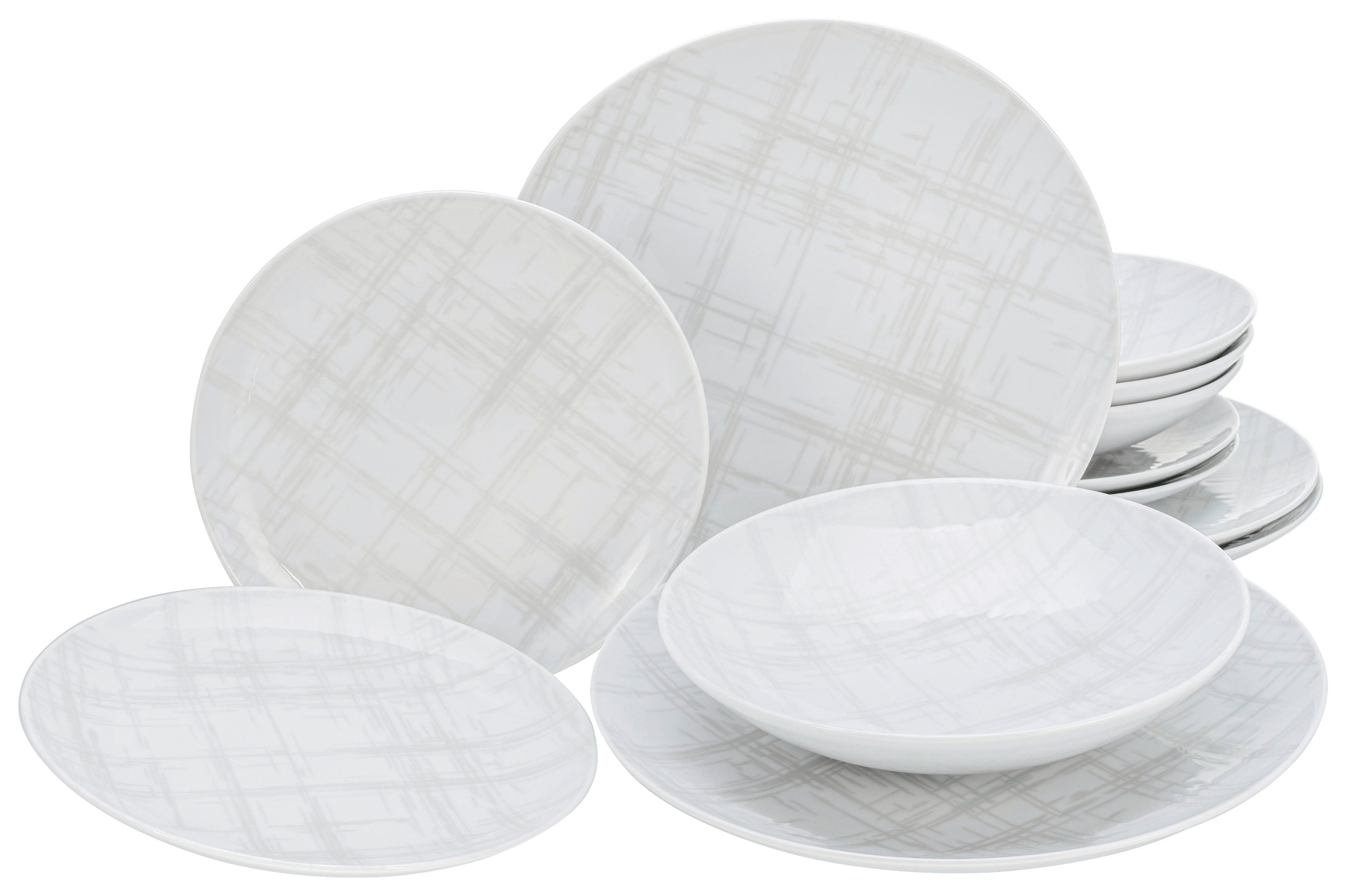 CreaTable Tafelservice Home Shabby Chic weiß Porzellan 12 tlg. Home Shabby Chic - weiß/creme - CreaTable