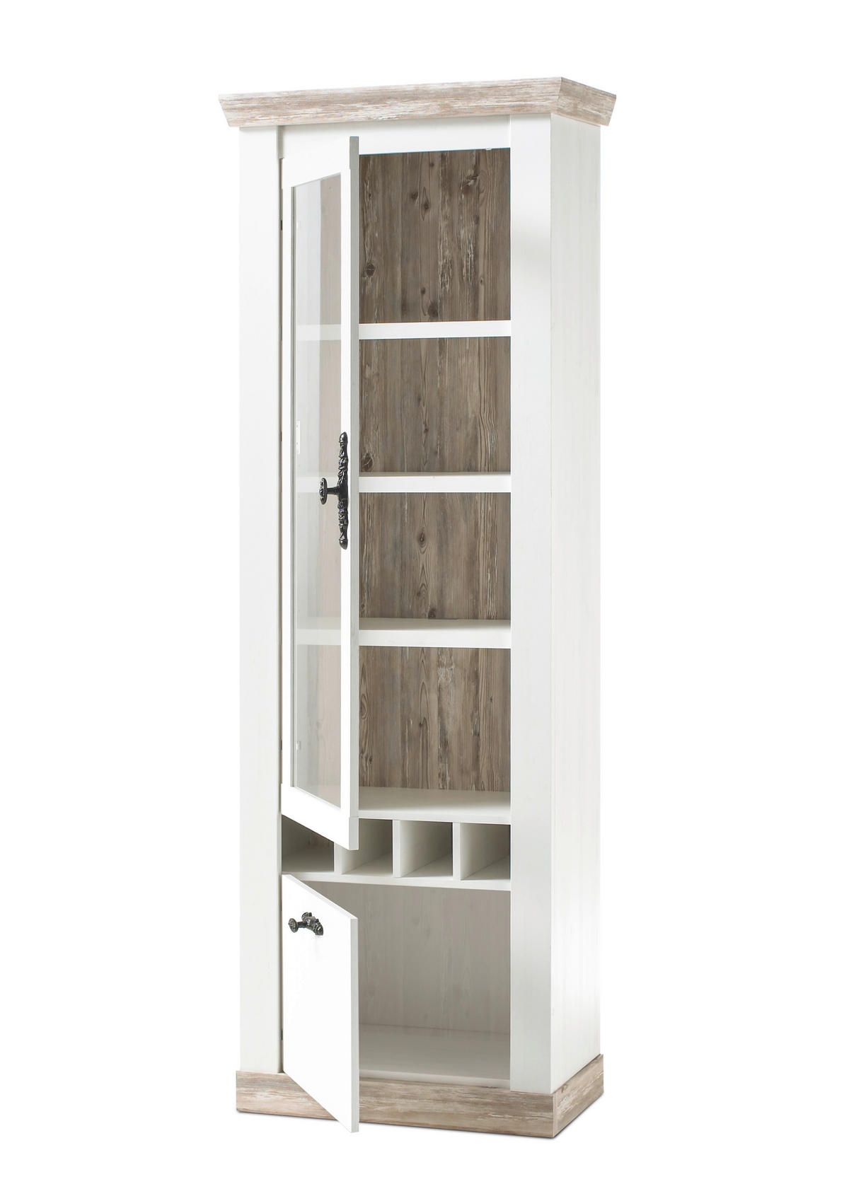 Vitrine Florenz weiß Pinie B/H/T: ca. 70x201x37 cm Florenz - weiß (70,00/201,00/37,00cm)
