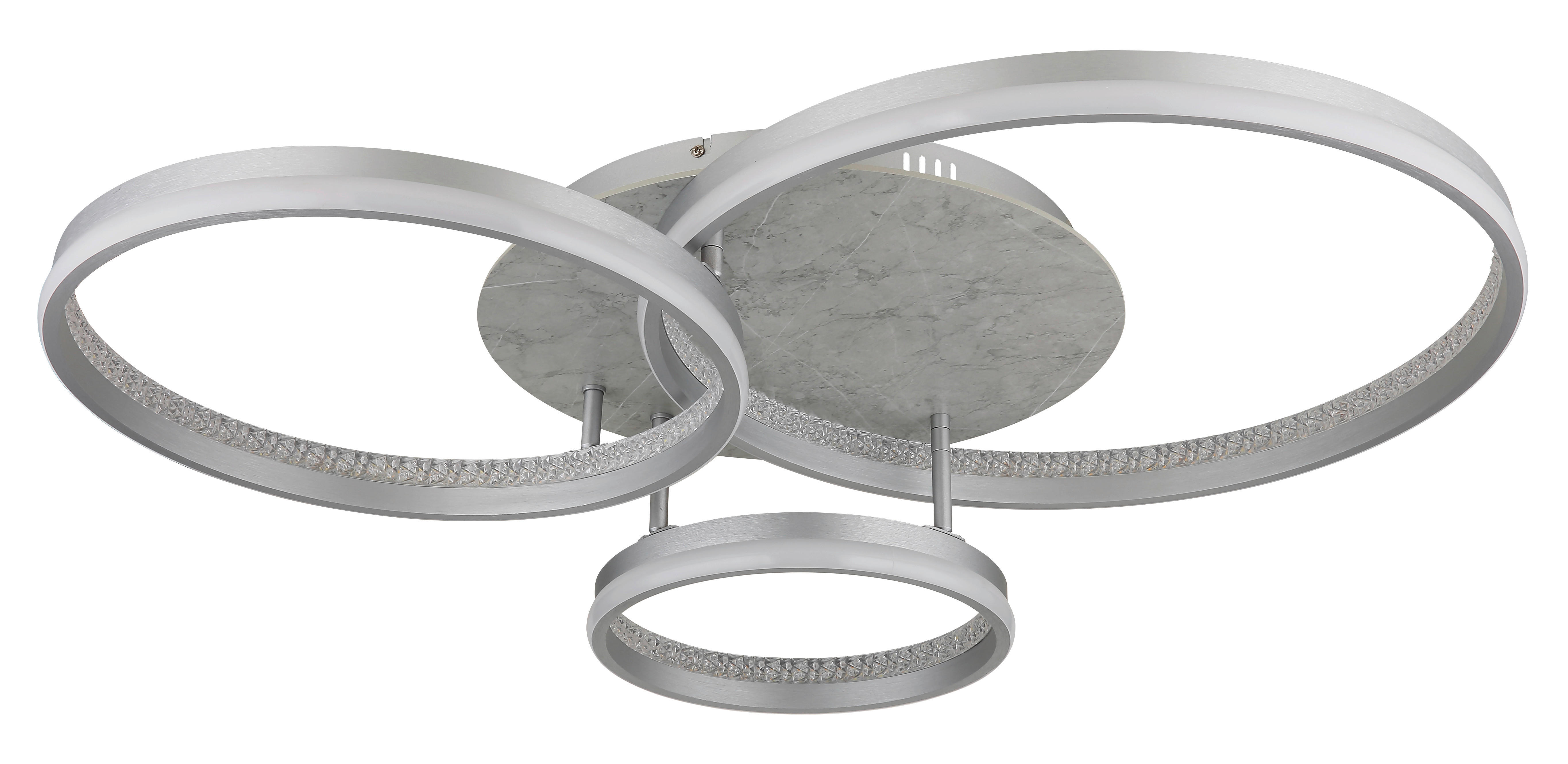 GLOBO LED-Deckenleuchte MARY 62000302 silber klar Opal MDF Kunststoff Metall B/H/L: ca. 85,5x16,7x68,5 cm 1 Brennstellen MARY - klar/Opal (68,50/85,50/16,70cm) - GLOBO