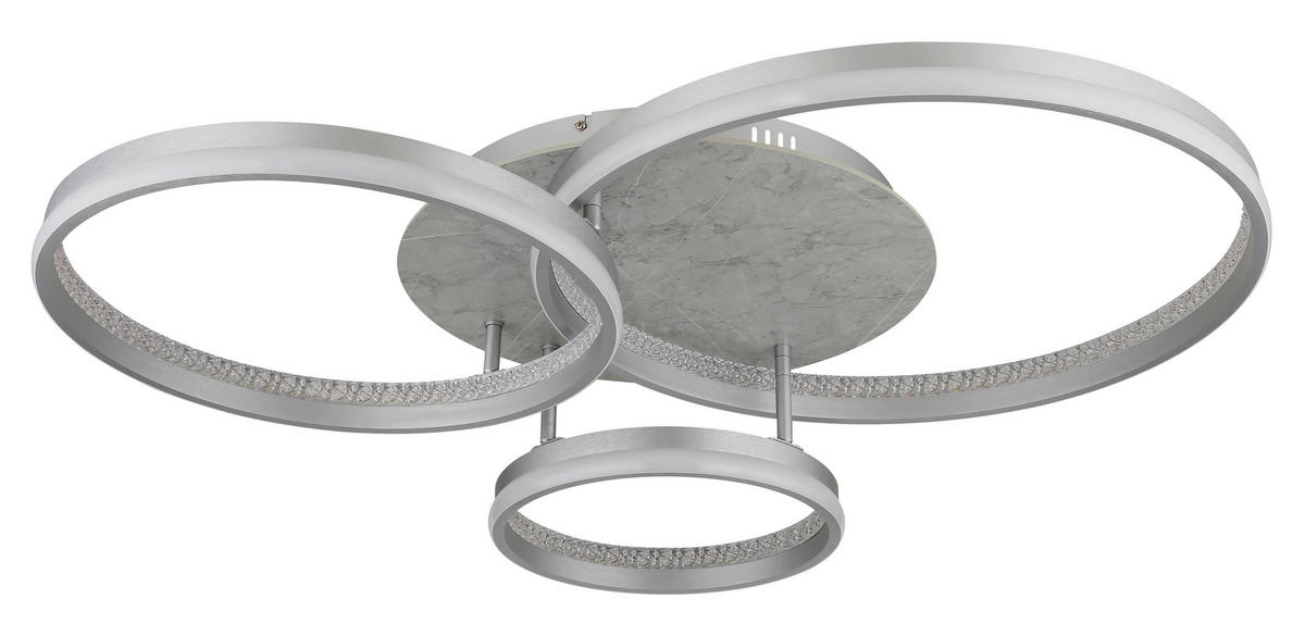 GLOBO LED-Deckenleuchte MARY 62000302 silber klar Opal MDF Kunststoff Metall B/H/L: ca. 85,5x16,7x68,5 cm 1 Brennstellen MARY - klar/Opal (68,50/85,50/16,70cm) - GLOBO