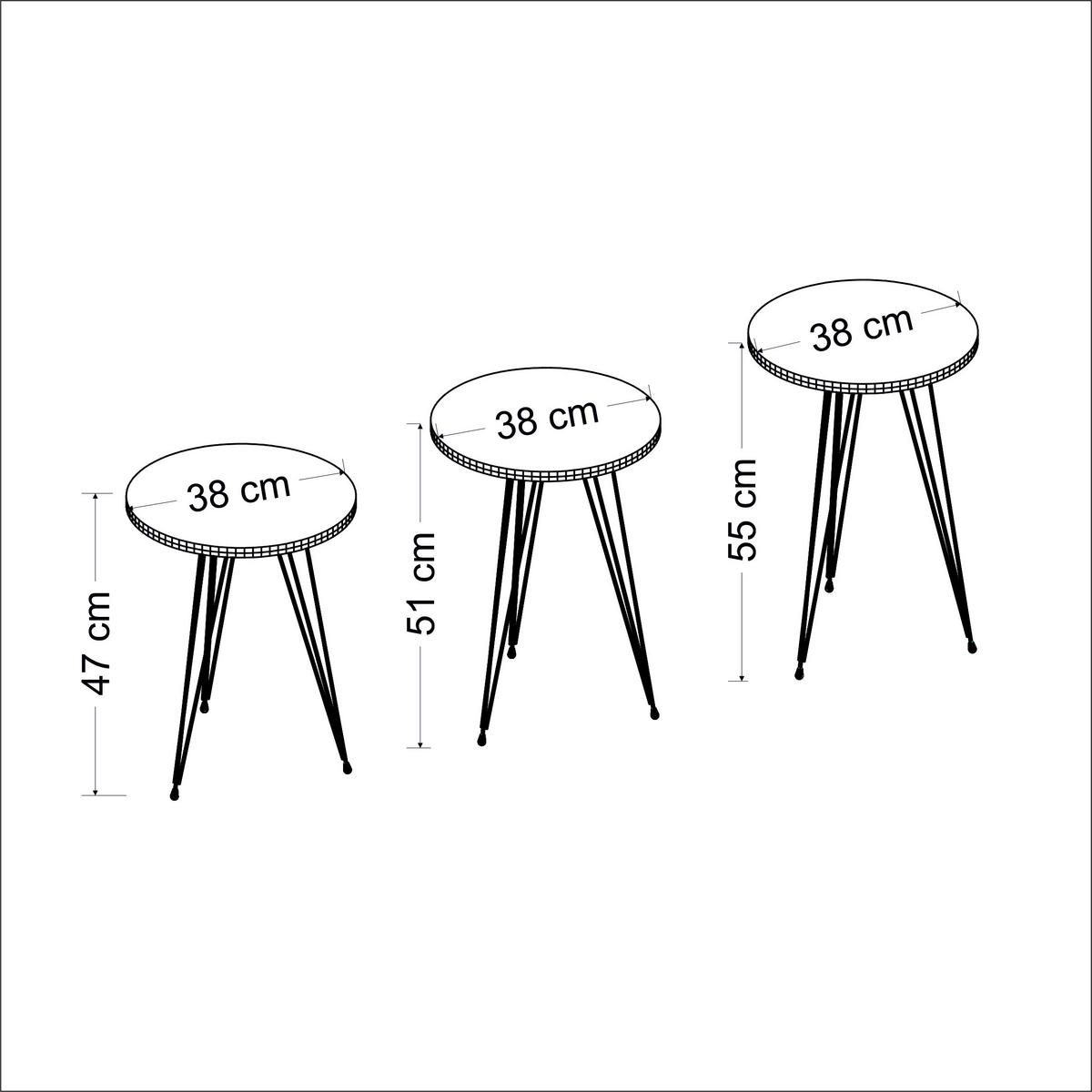 Beistelltisch 3er-Set. 21216283 weiß schwarz Metall B/H/T: ca. 38x53,5x38 cm 3er-Set. 21216283 - weiß/schwarz (38,00/53,50/38,00cm) - moebel17