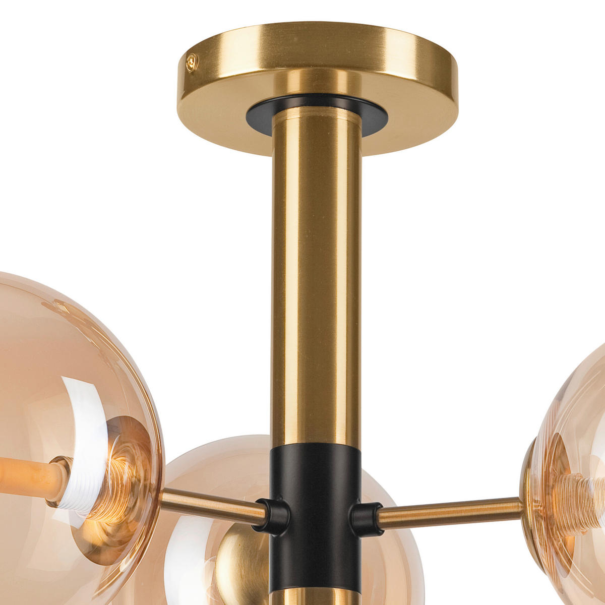 Lamkur Pendelleuchte ROLLO 49304 gold schwarz Stahl Glas H/L: ca. 32x36 cm E27 3 Brennstellen Rollo - gold/schwarz (36,00cm) - Lamkur