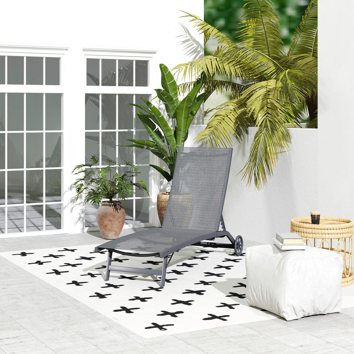 Outsunny Sonnenliege dunkelgrau Aluminium B/H/L: ca. 165x102x66 cm Sonnenliege - dunkelgrau (66,00/165,00/102,00cm) - Outsunny