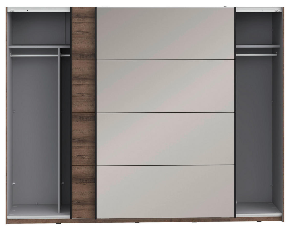 Schwebetürenschrank  schlamm Eiche Nachbildung B/H/T: ca. 269,9x209,7x61,2 cm Jacky_Schwebetürenschrank - Eiche/schlamm (269,90/209,70/61,20cm)