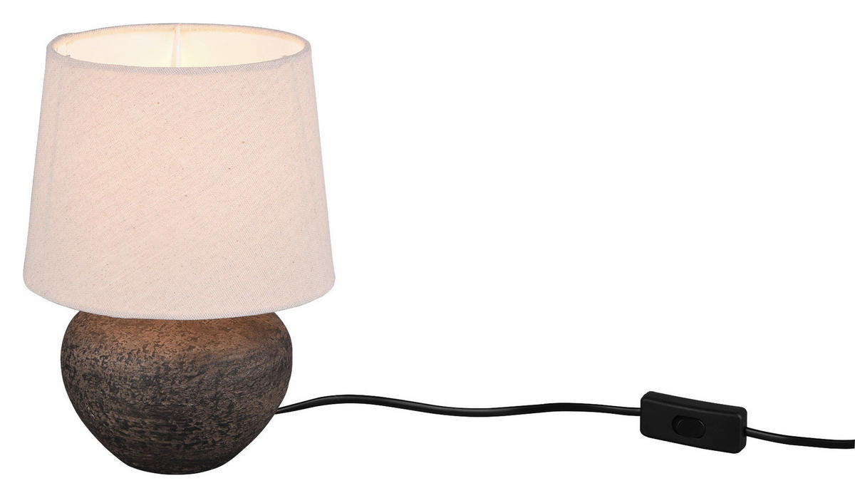 Reality Tischleuchte R50961844 beige braun Stoff Keramik H/D: ca. 26x18 cm E14 1 Brennstellen Tischleuchte_Lou - beige/braun (18,00/26,00cm) - Reality