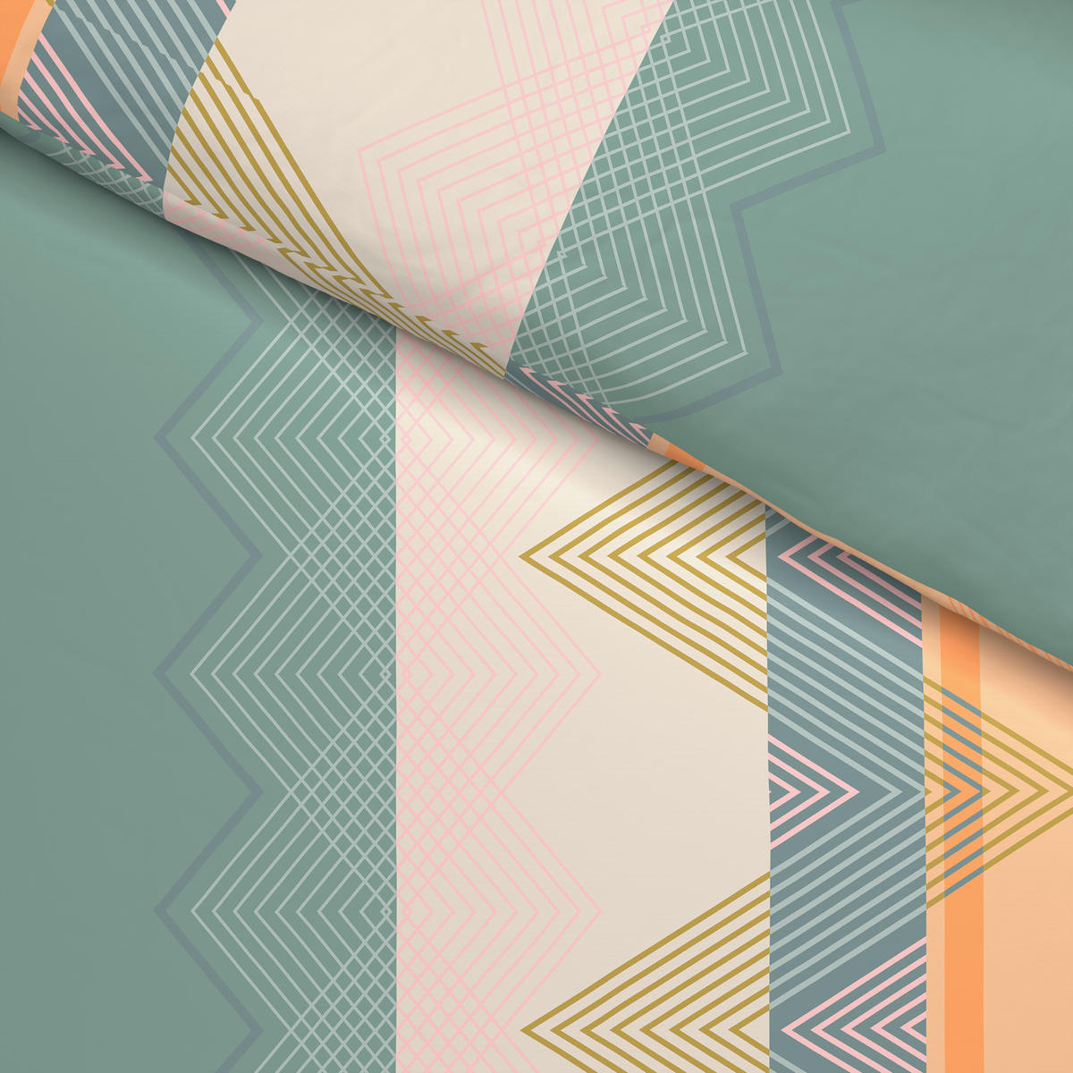 Baumwoll Bettwäsche Cotton touch Bettwäsche_Cotton-Touch Pia - orange/grün (135,00/200,00cm) - Sensation