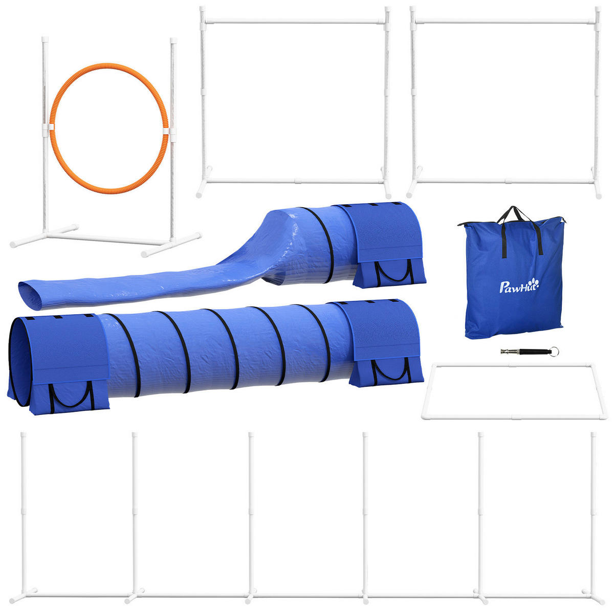 PawHut Hunde-Agility-Set blau Polyester-Mischgewebe B/H/L: ca. 63x93x321 cm Hunde-Agility-Set - blau (321,00/63,00/93,00cm) - PawHut