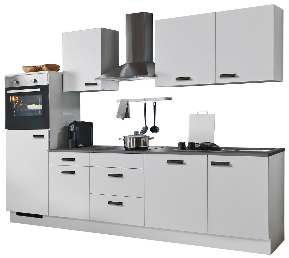 MENKE Küchenblock Graz weiß B/T: ca. 280x60 cm Graz - weiß/schwarz (280,00/60,00cm) - MENKE