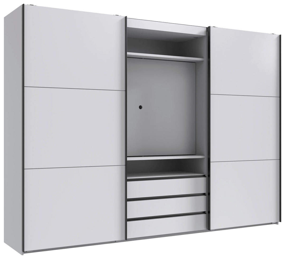 Schwebetürenschrank Magic weiß B/H/T: ca. 300x216x65 cm Magic - weiß/schwarz (300,00/216,00/65,00cm)