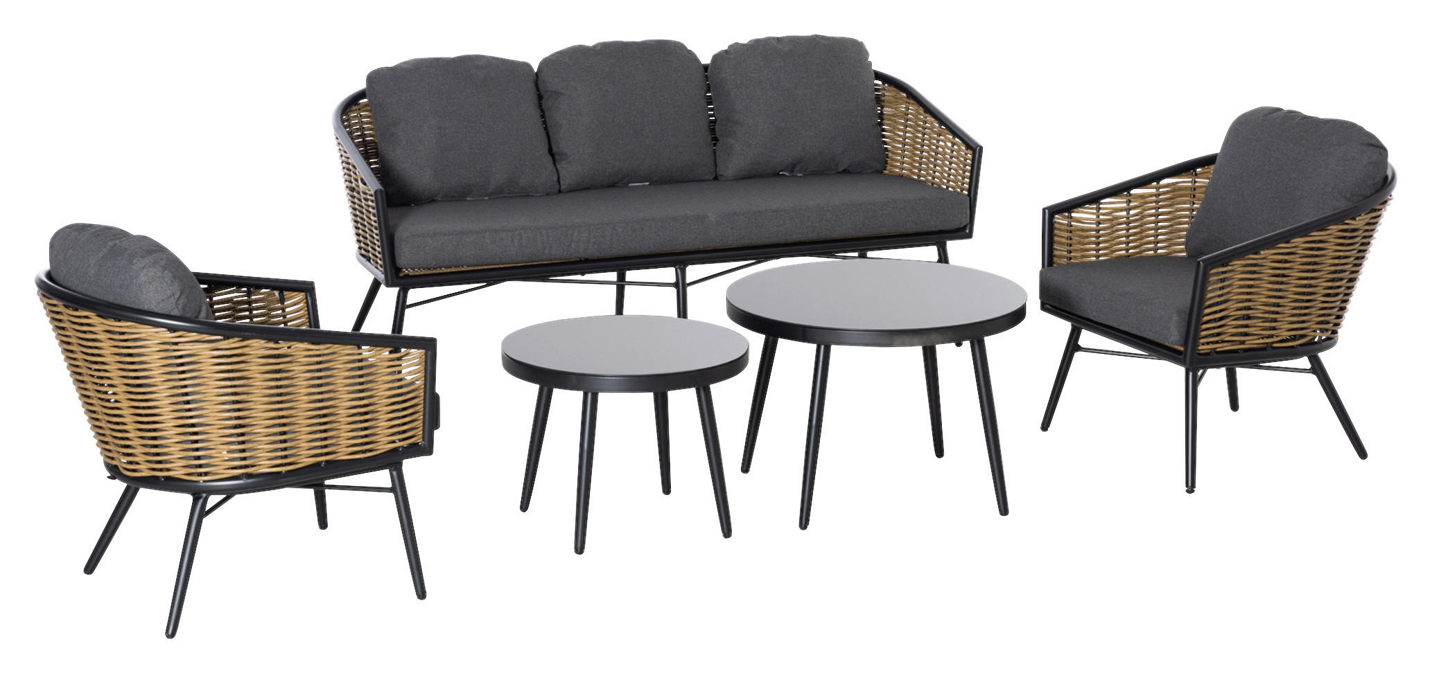 Outsunny Sitzgruppe natur Aluminium B/H/L: ca. 77x187x77 cm Gartenmöbel_Set - natur (77,00/77,00/187,00cm) - Outsunny