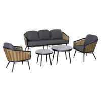 Outsunny Sitzgruppe natur Aluminium B/H/L: ca. 77x187x77 cm Gartenmöbel_Set - natur (77,00/77,00/187,00cm) - Outsunny