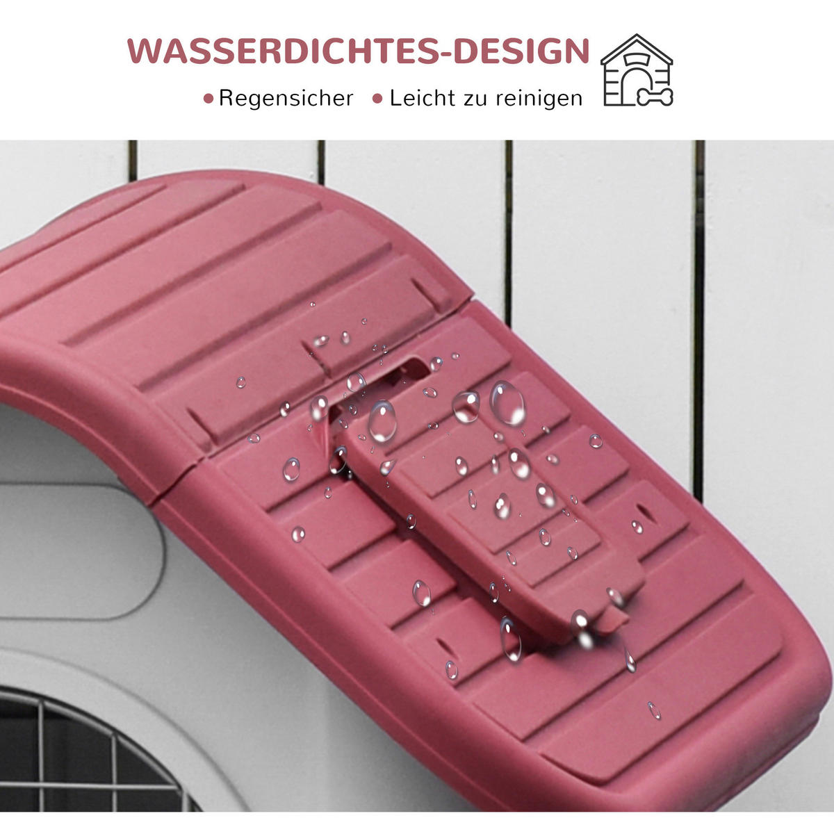 PawHut Hundehütte rot Kunststoff B/H/L: ca. 75x66x59 cm Hundehütte - hellgrau/rot (59,00/75,00/66,00cm) - PawHut