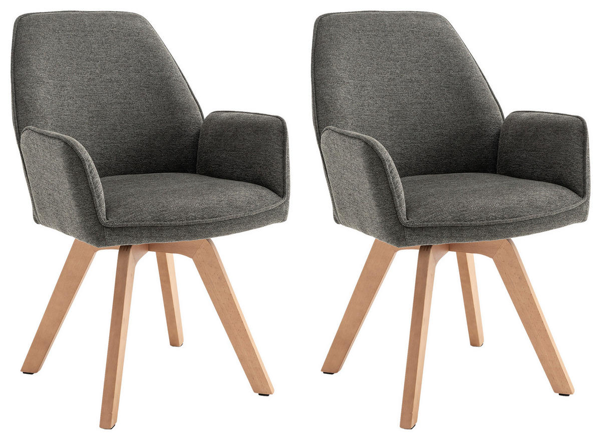 Stuhl TONY Eiche anthrazit Holz Stoff B/H/T: ca. 57x89x61 cm TONY - Eiche/anthrazit (57,00/89,00/61,00cm) - byLIVING