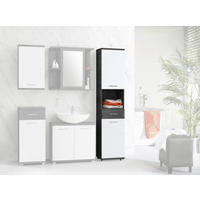 Badhochschrank  Beton Optik weiß Hochglanz B/H/T: ca. 40,2x183,6x28,9 cm Champ_Badhochschrank CMPS712-C286 - weiß (40,20/183,60/28,90cm)