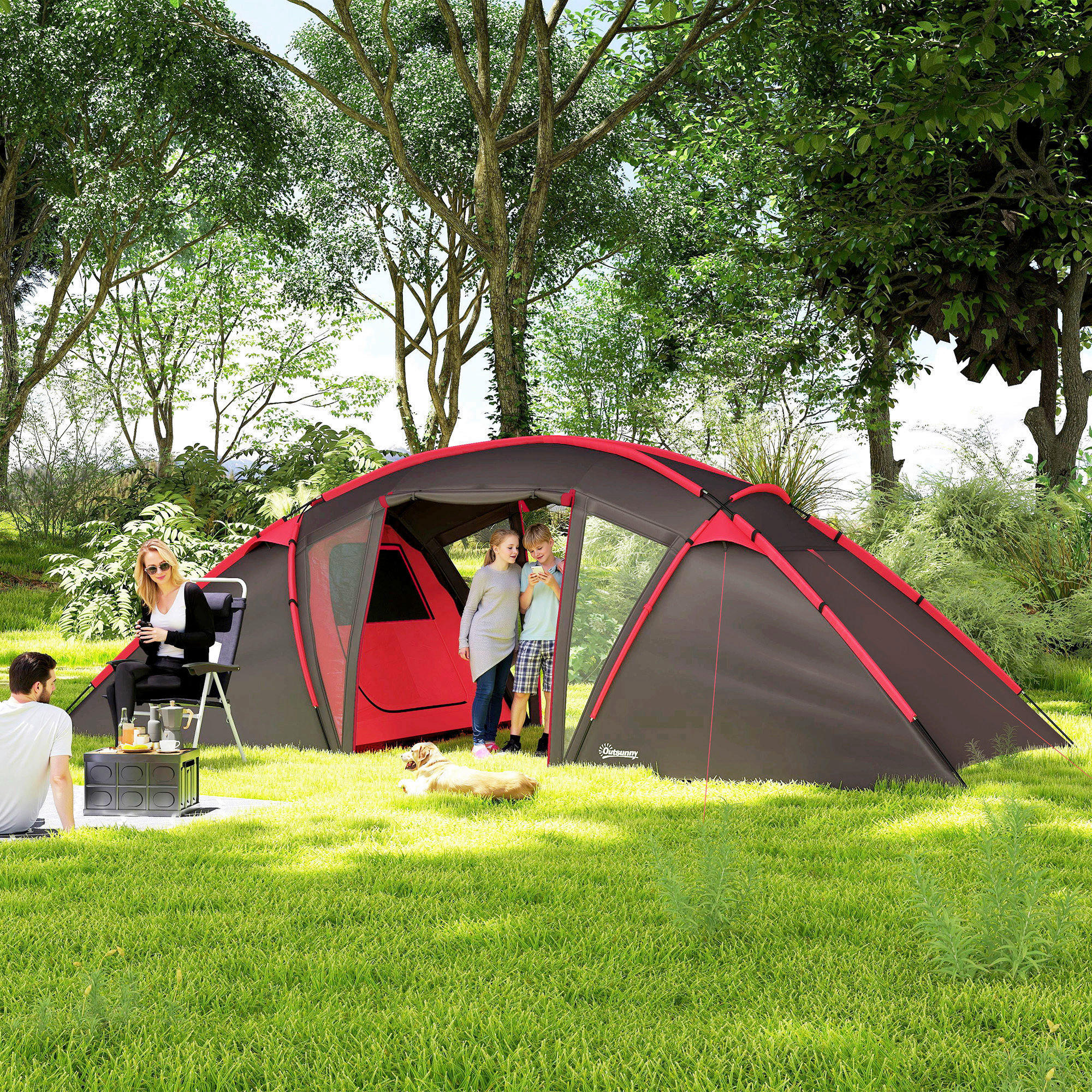 Outsunny Campingzelt grau Kunststoff B/H/L: ca. 235x195x615 cm Campingzelt - grau (615,00/235,00/195,00cm) - Outsunny
