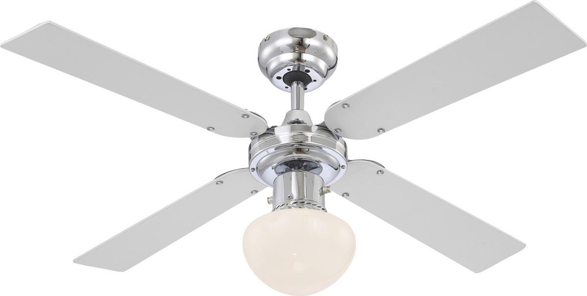GLOBO Deckenventilator 330 weiß silber Chrom H/D: ca. 41x105 cm max. 60 W Deckenventilator_Champion - weiß/Chrom (105,00/41,00cm) - GLOBO